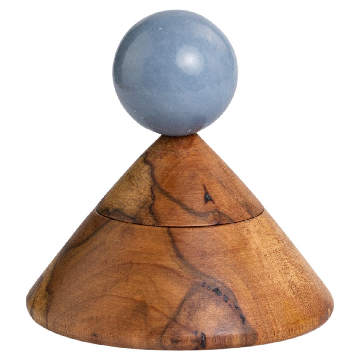 Cool cone jewel box w/ blue stone handle