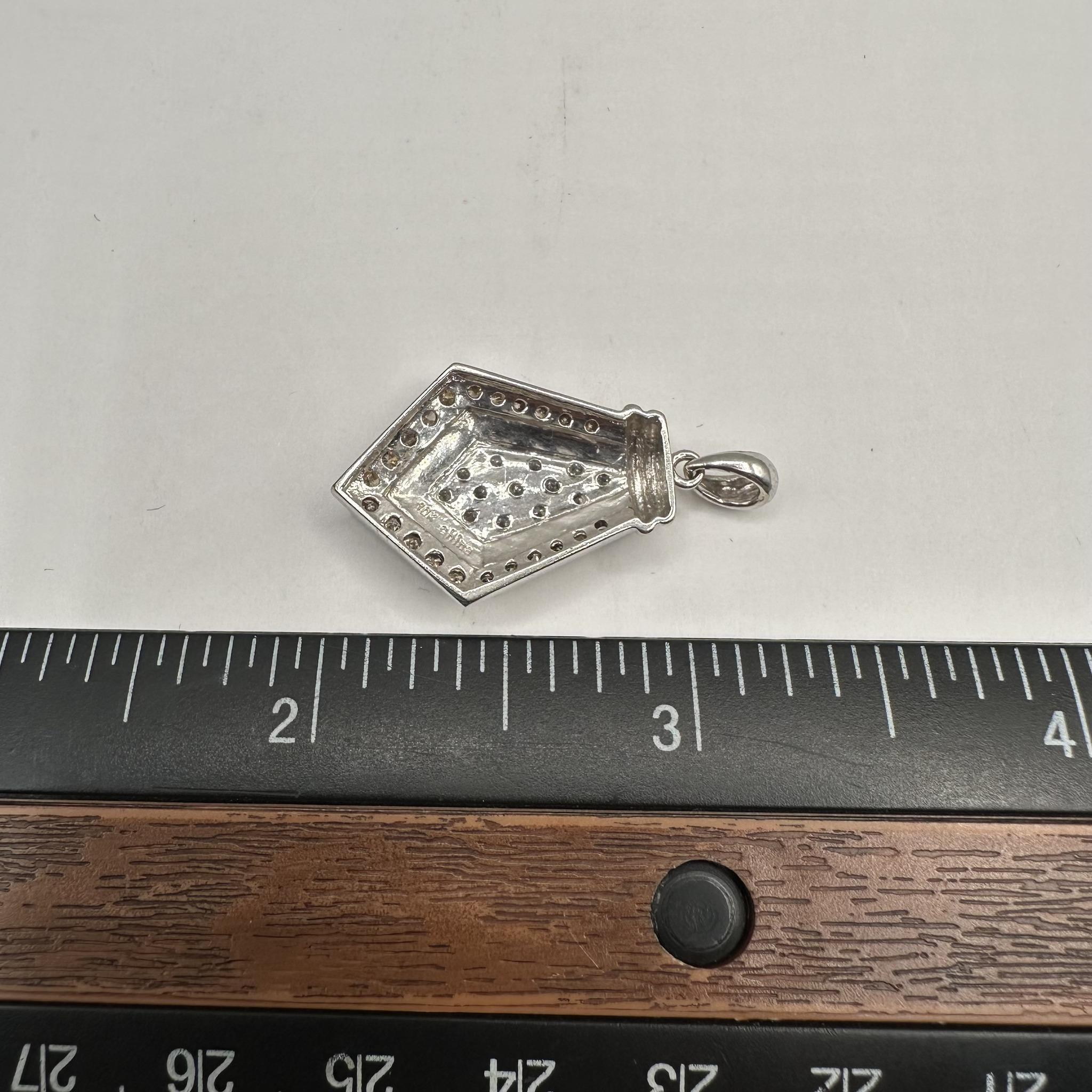 da uomo o donna Ciondolo con diamante fresco in oro bianco 10 carati - 0,35 carati di diamanti HI I1 e Chocolate I1 in vendita