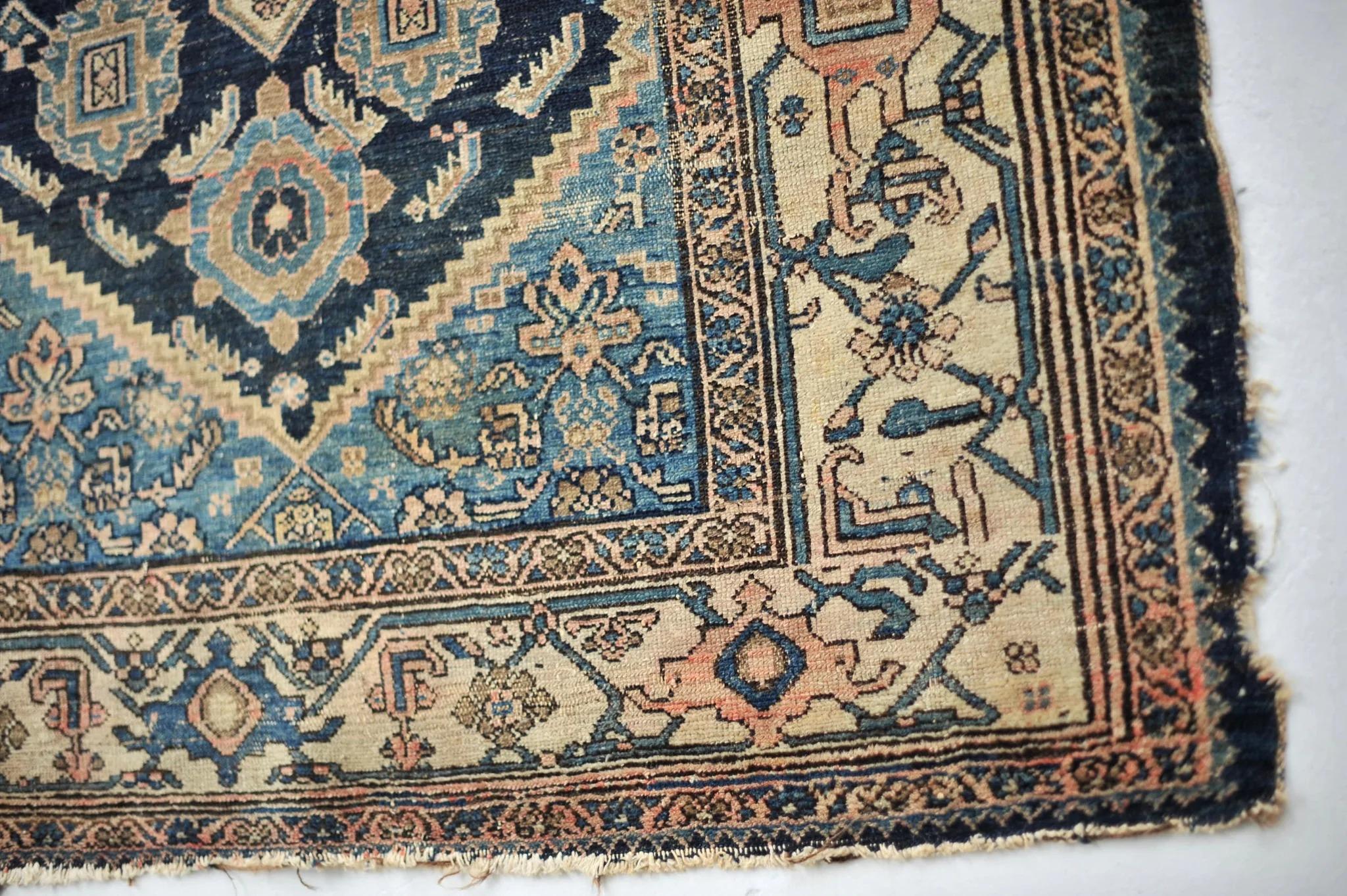 Early 20th Century Cool & Earthy Mystical Village Tribal Rug For Sale