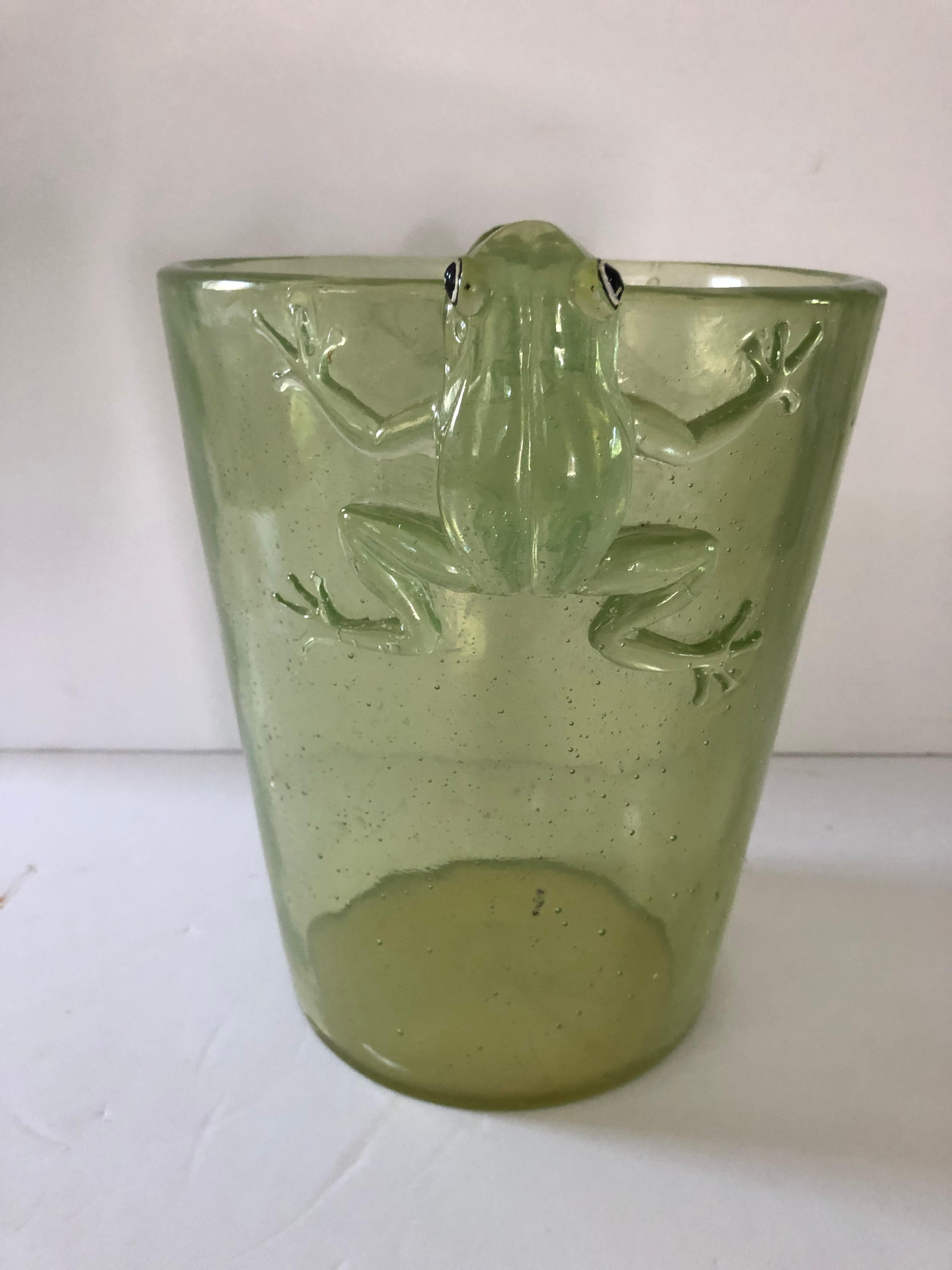 Mid-20th Century Cool Green Mid-Century Modern Acrylic Ice Bucket with Frogs