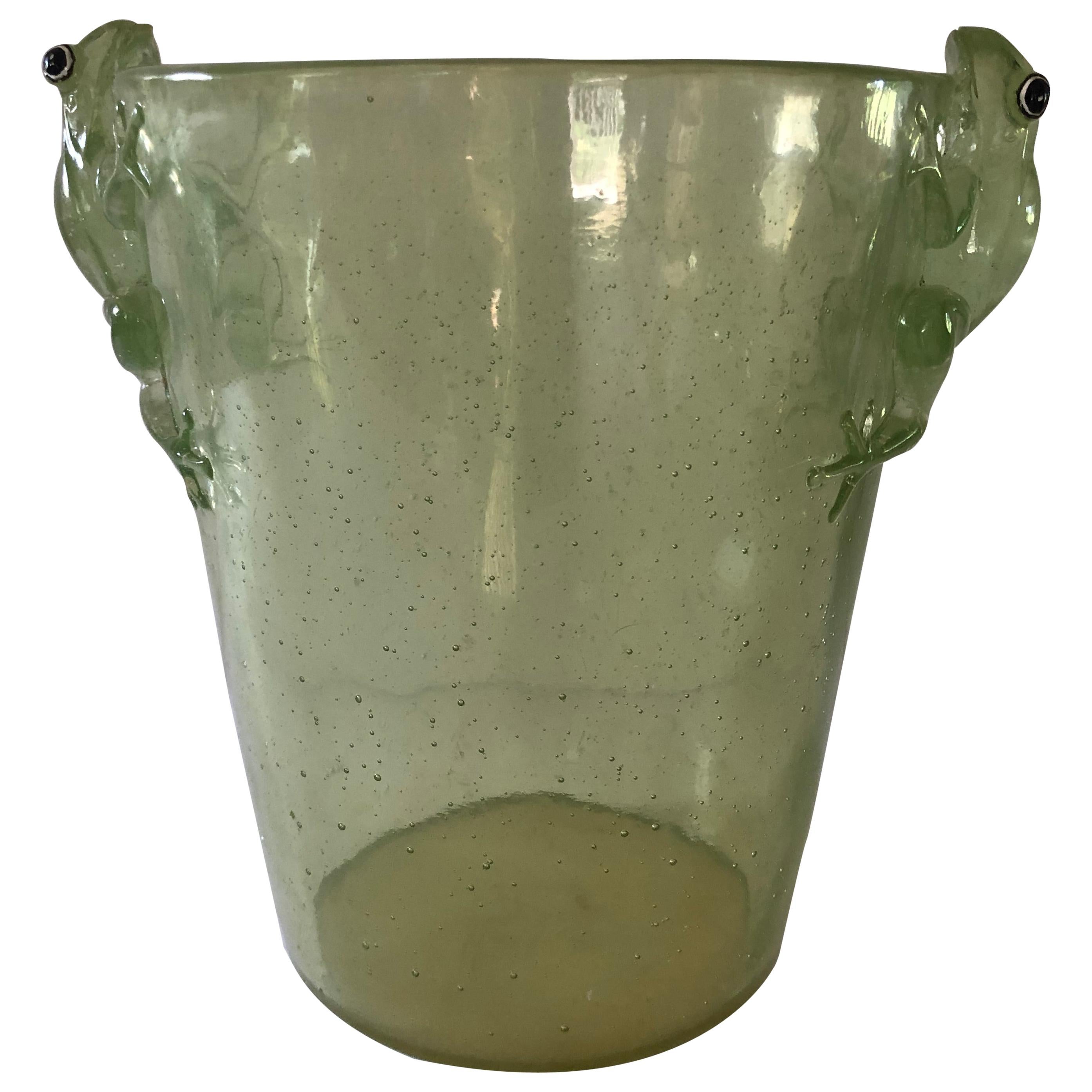 Cool Green Mid-Century Modern Acrylic Ice Bucket with Frogs