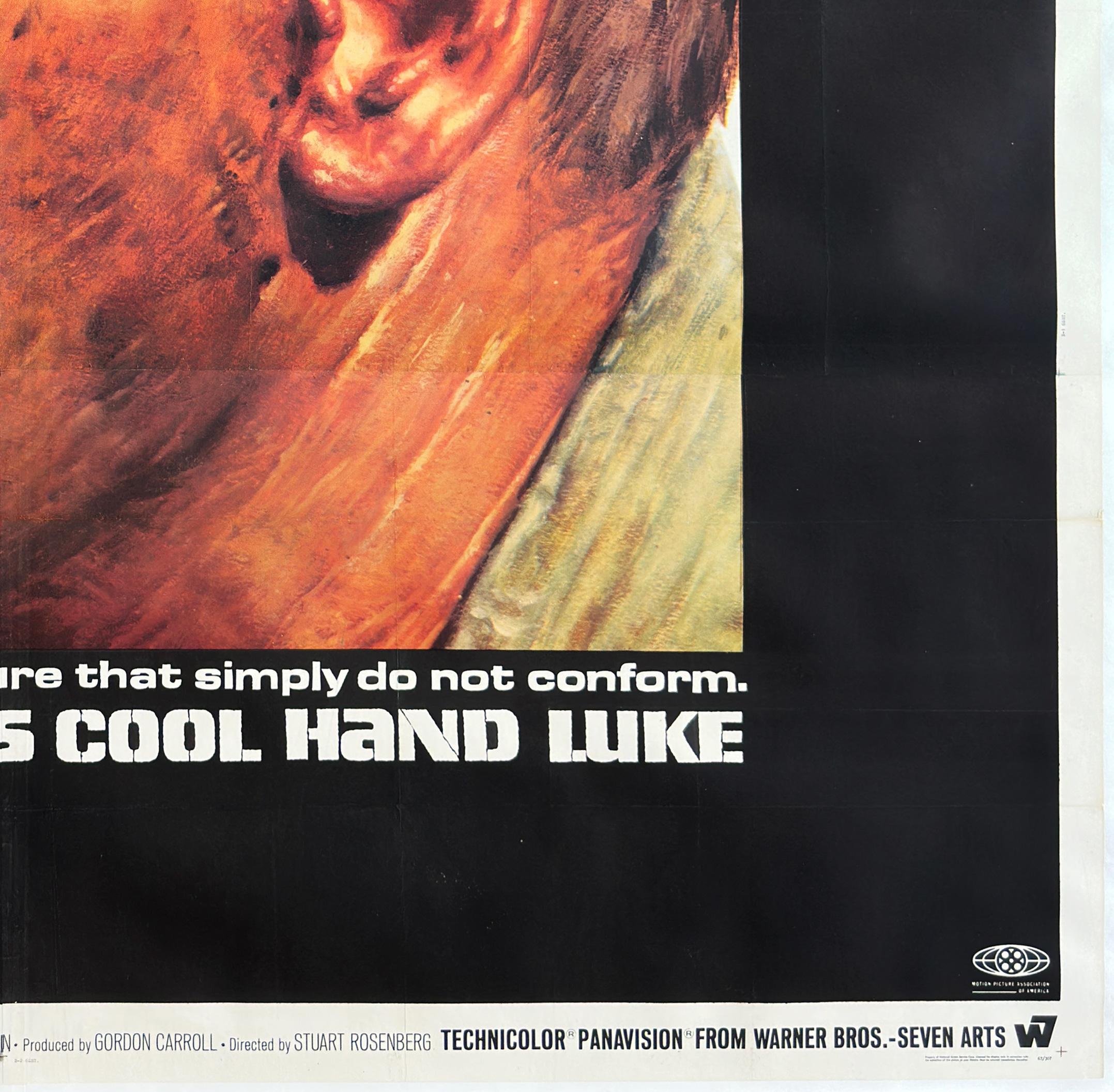 Cool Hand Luke 1967 US 6 Sheet Film Poster In Excellent Condition For Sale In Bath, Somerset