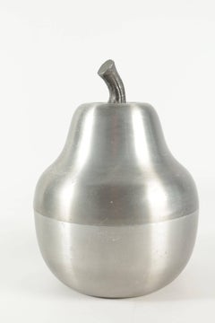 Secchiello per il ghiaccio a forma di pera in alluminio spazzolato degli anni '70