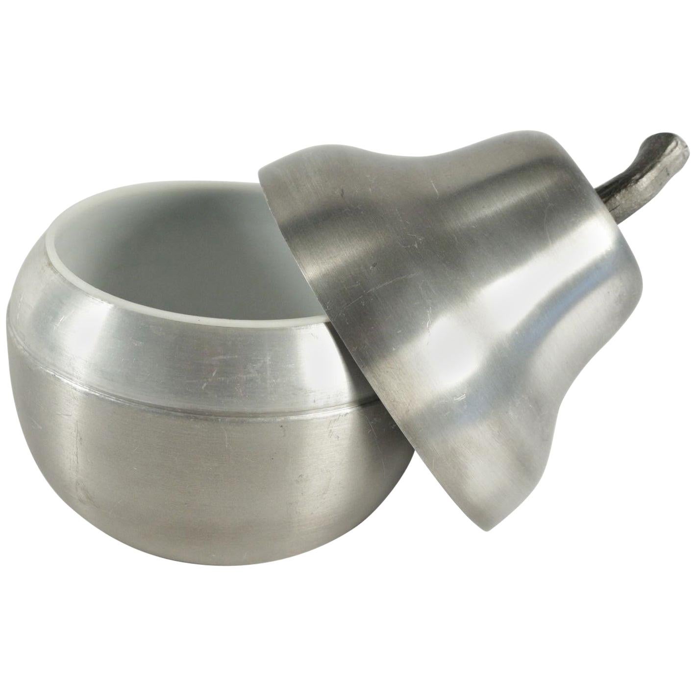 Cool Ice Bucket in the Shape of a Pear in Brushed Aluminum from the 1970s For Sale