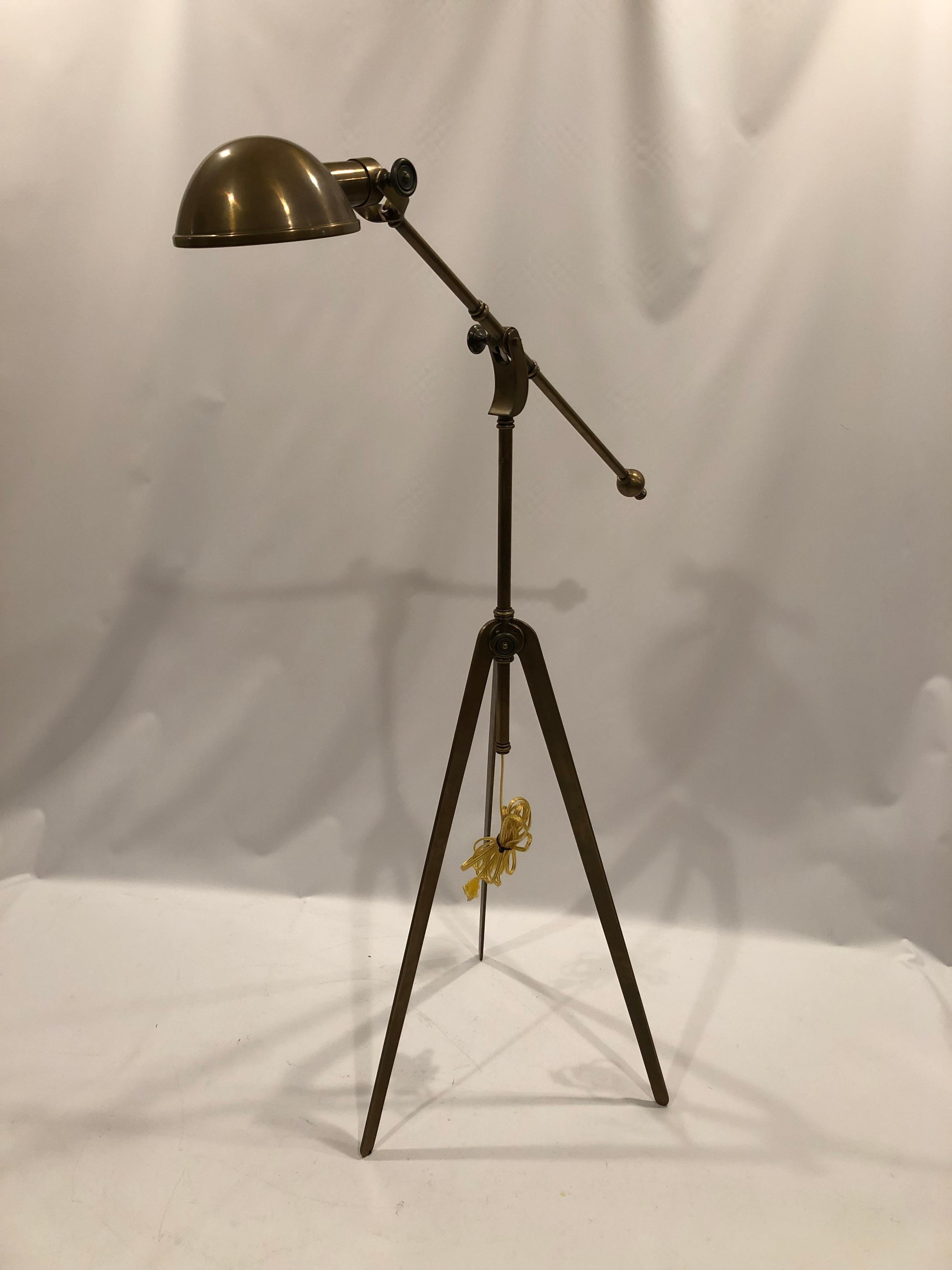 Cool Industrial Brass Adjustable Floor Lamp For Sale 4