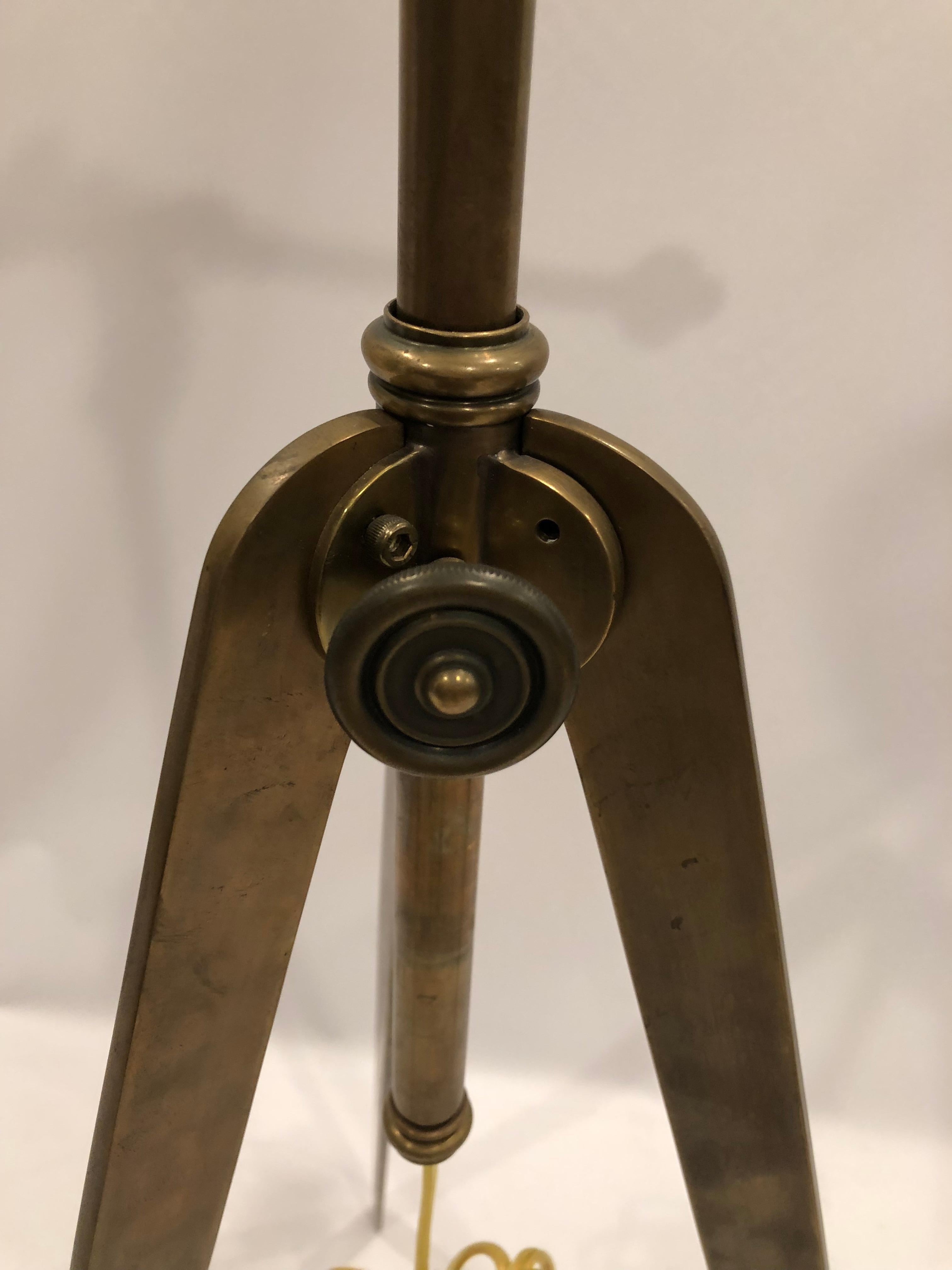 American Cool Industrial Brass Adjustable Floor Lamp For Sale