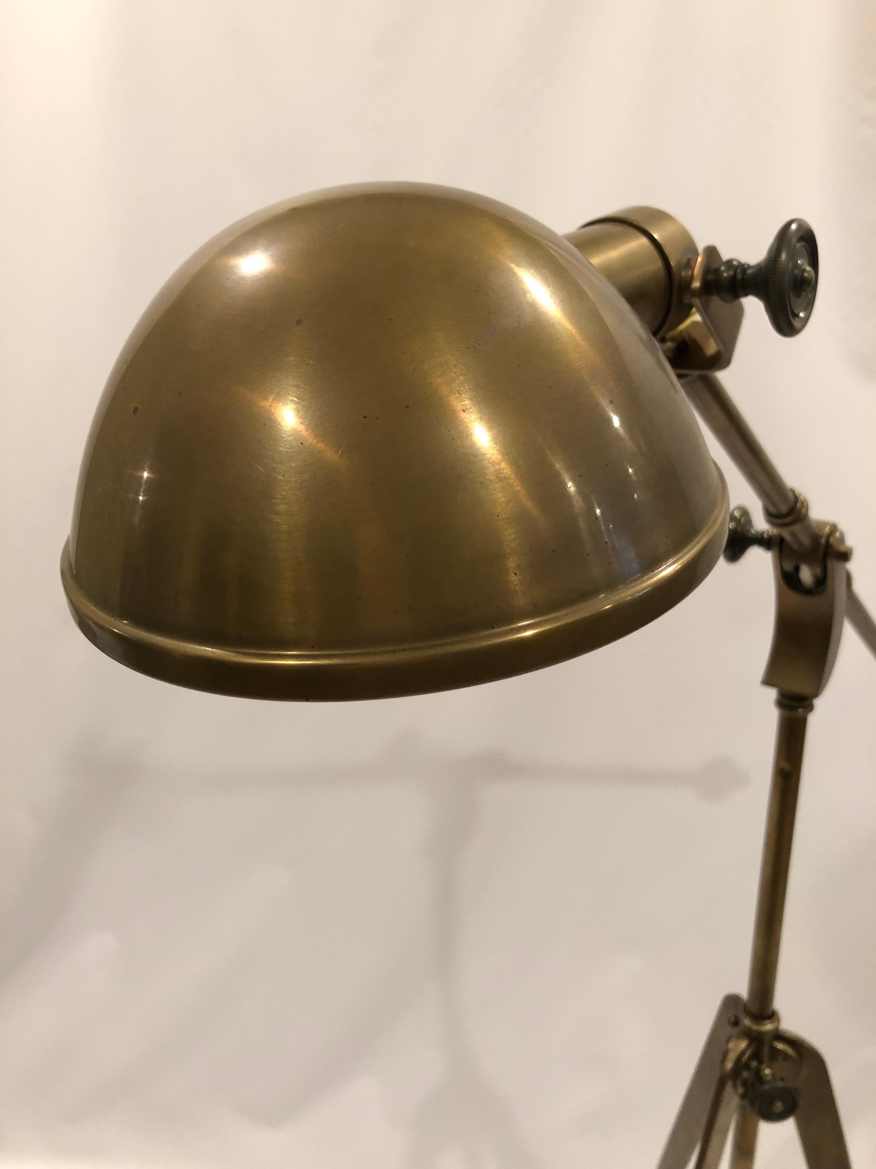 Cool Industrial Brass Adjustable Floor Lamp For Sale 1