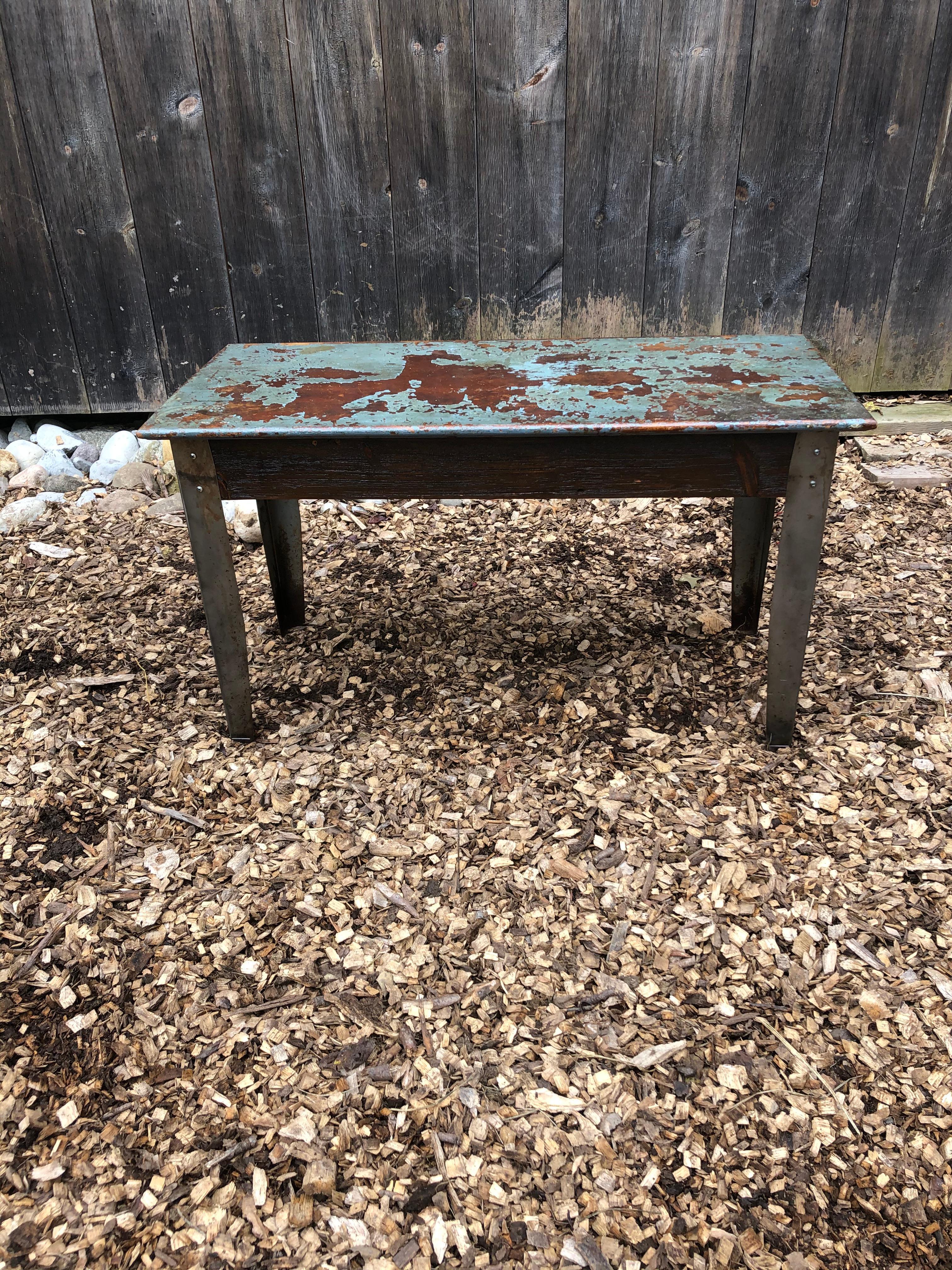 rustic metal table