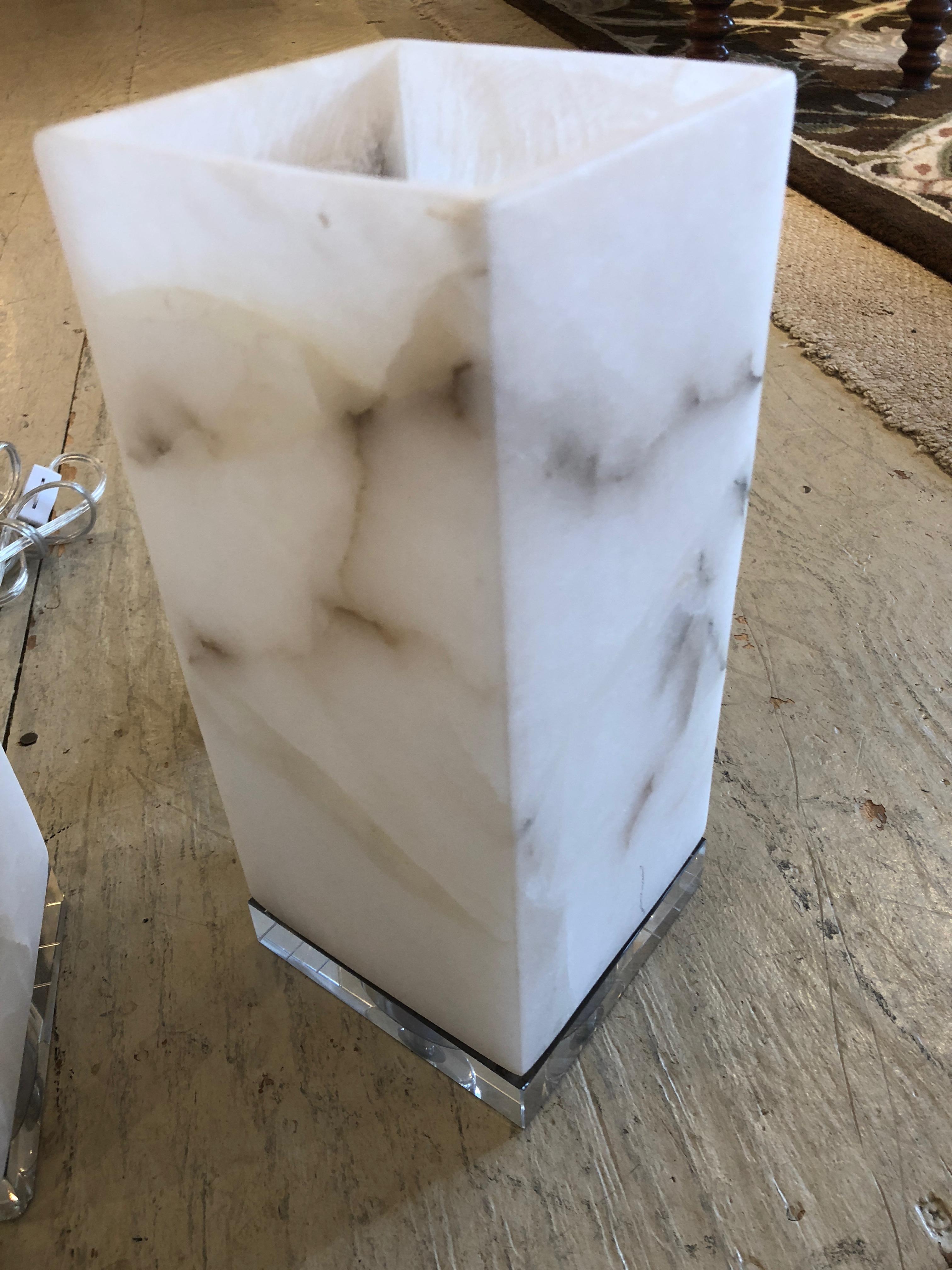 American Cool Marble Cubes on Lucite Bases Table Lamps