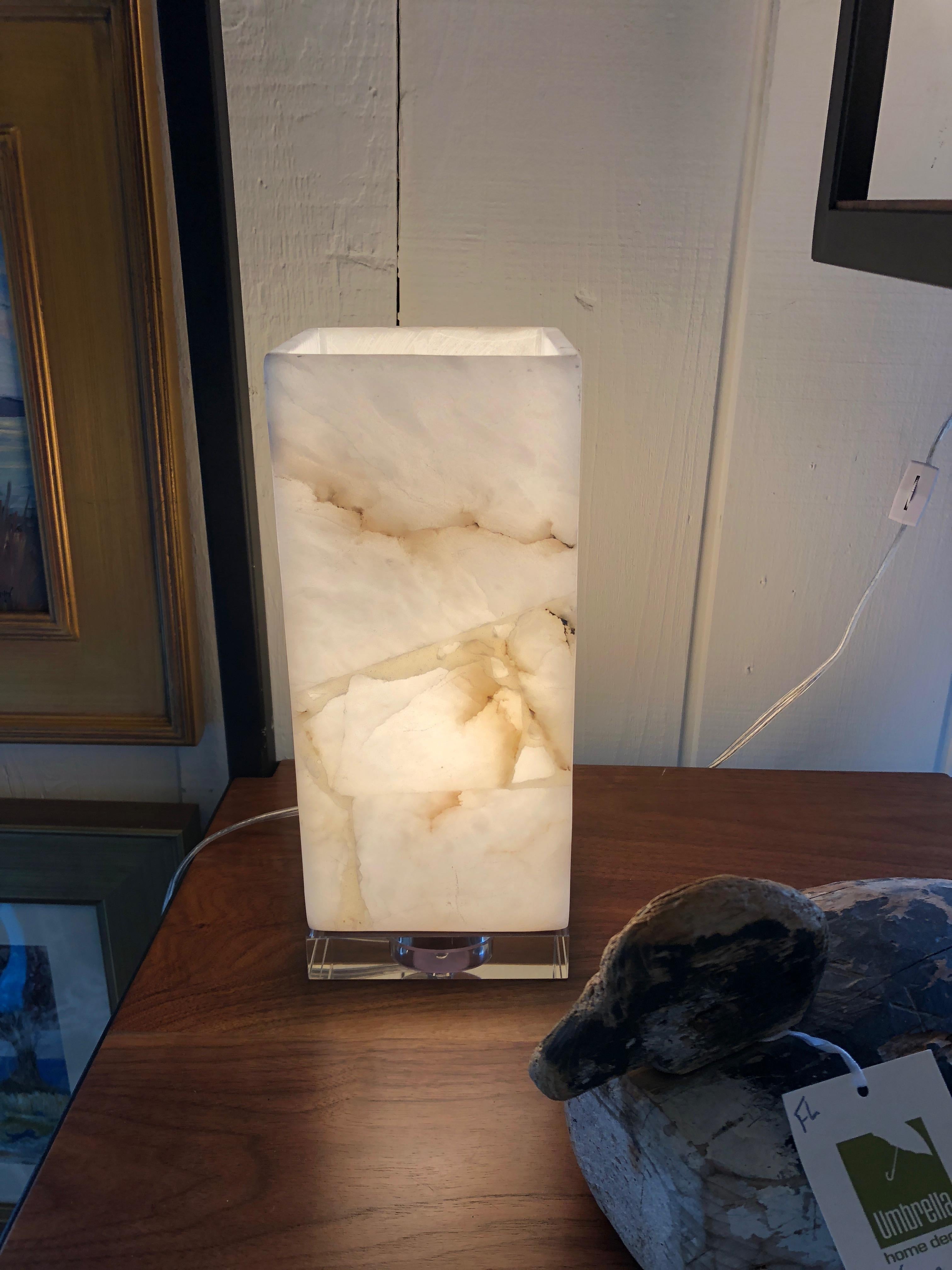 Cool Marble Cubes on Lucite Bases Table Lamps 2
