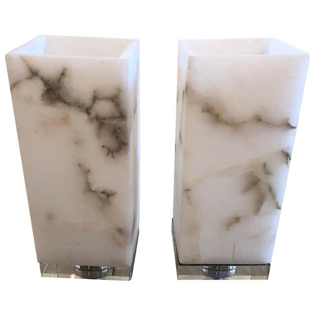 Cool Marble Cubes on Lucite Bases Table Lamps at 1stDibs