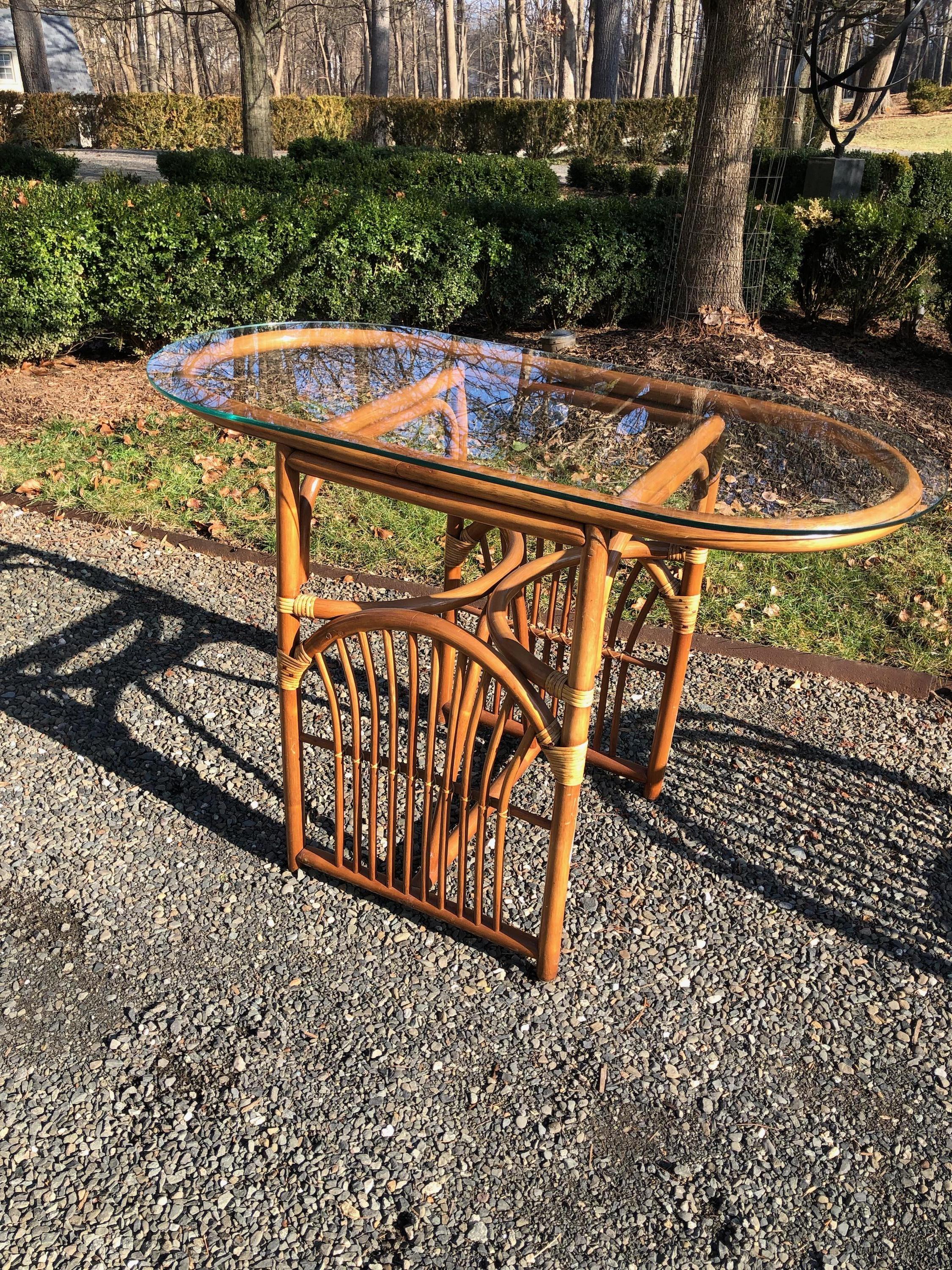 North American Cool Mid-Century Modern Bentwood and Rattan Dining Set