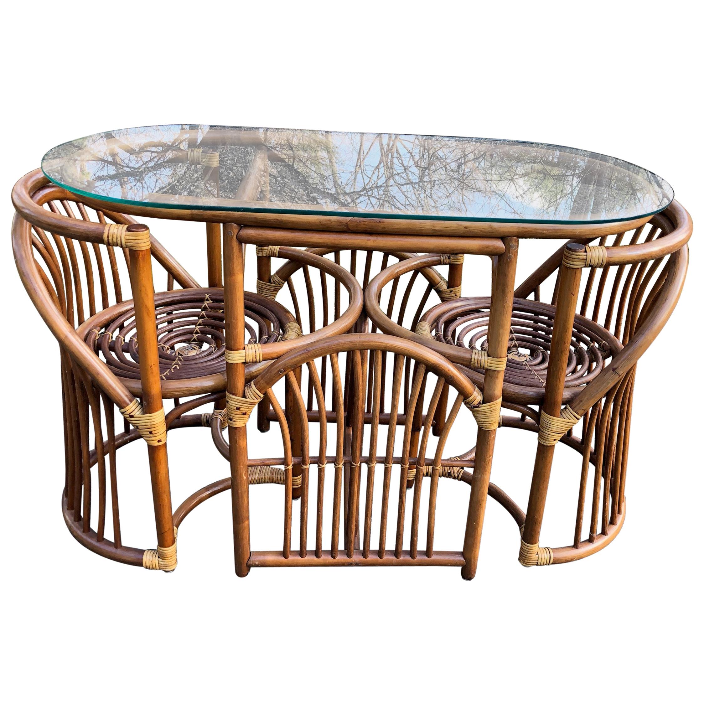 Cool Mid-Century Modern Bentwood and Rattan Dining Set