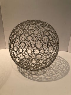 Cool Pair of Artisan Made Wire Sphere Sculptures