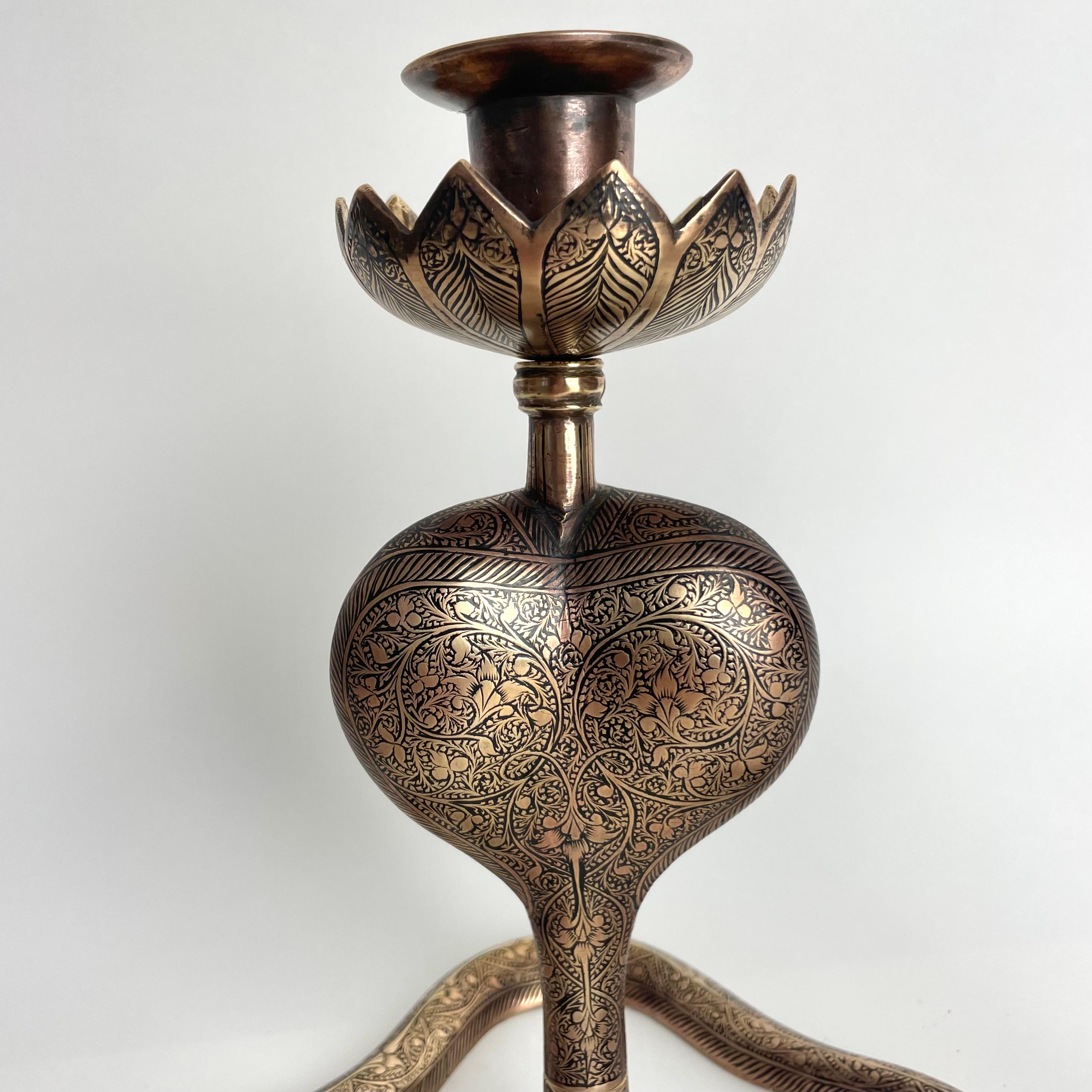Cool Pair of Brass Cobra Candlesticks from the 1930s For Sale 5
