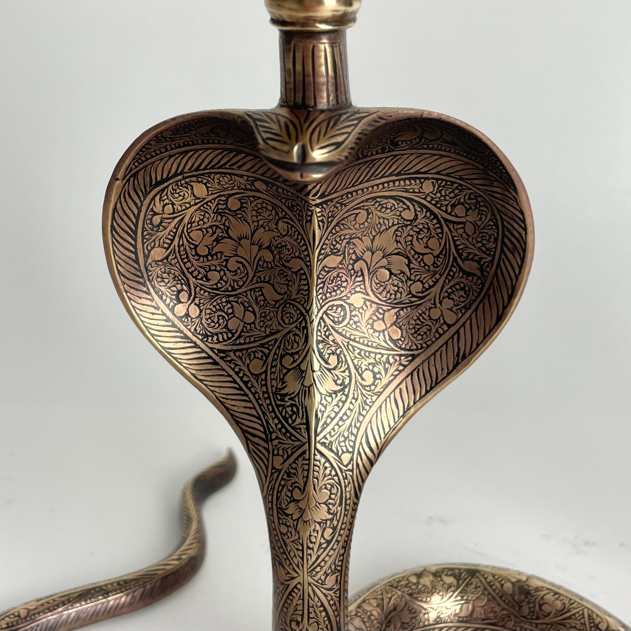 Mid-20th Century Cool Pair of Brass Cobra Candlesticks from the 1930s For Sale