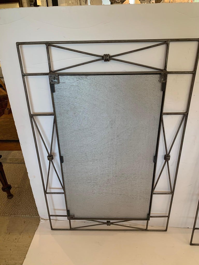 Cool Pair of Iron Contemporary Industrial Wall Mirrors For Sale at 1stDibs