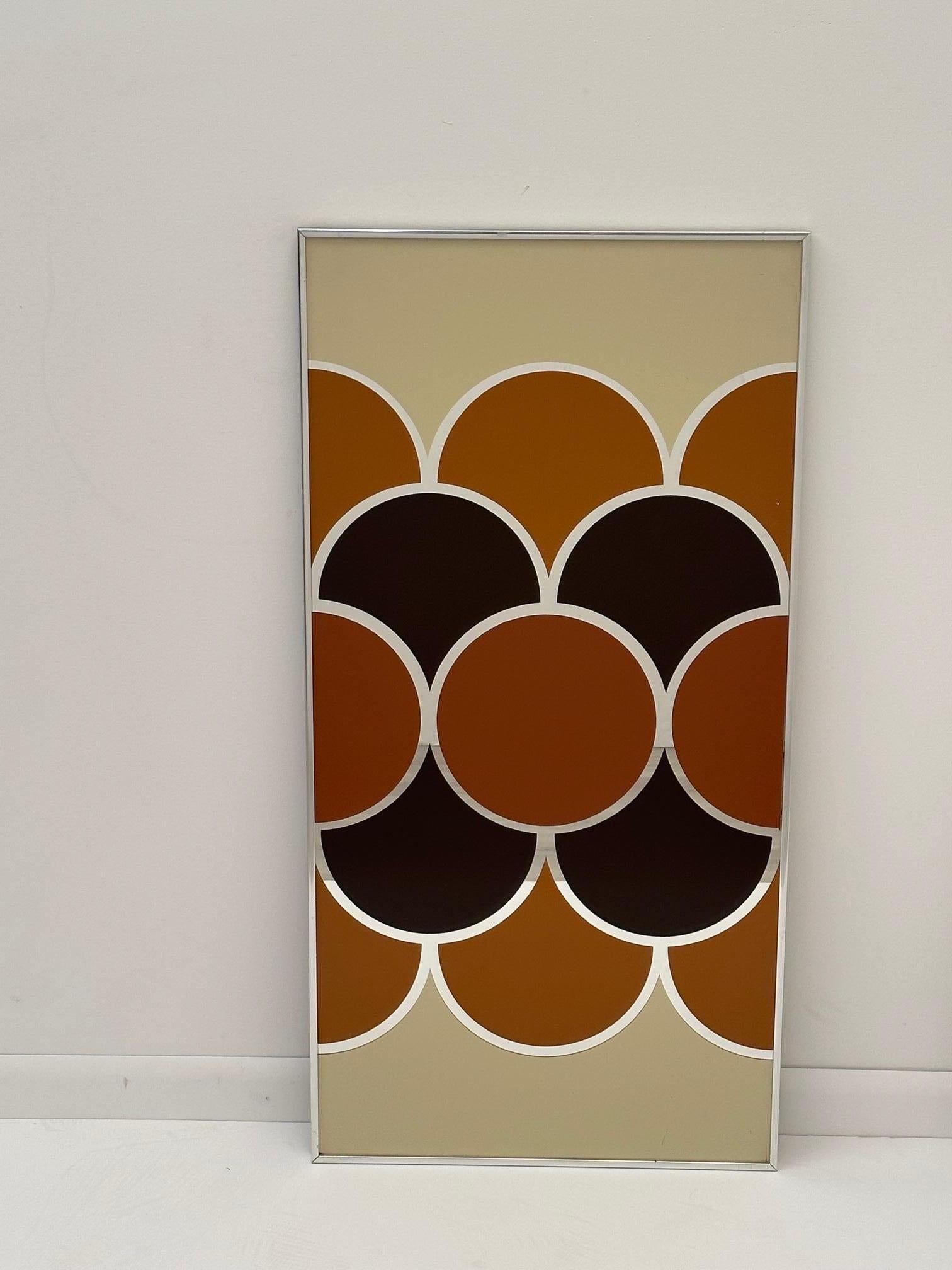Mid-Century Modern Cool Pair of Mod Mirrored Graphic Panels Titled Bubbles For Sale