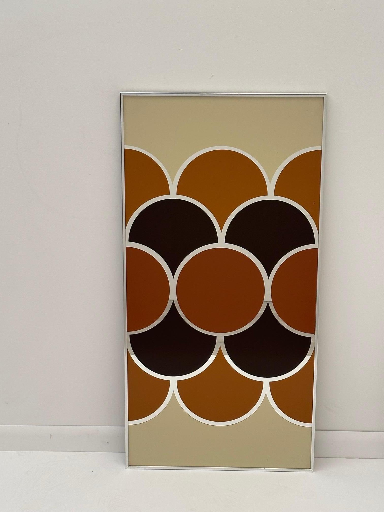 Mid-Century Modern Cool Pair of Mod Mirrored Graphic Panels Titled Bubbles