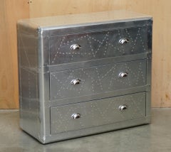 COOL PAIR OF ViNTAGE AVIATOR HAND HAMMERED CHEST OF DRAWERS INDUSTRIAL STYLE