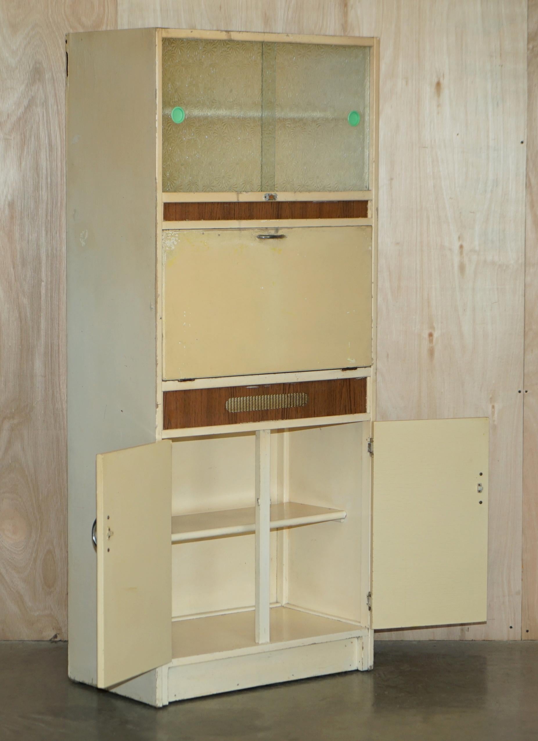 Cool Retro Original 1950's English Kitchen Habberdashery Larda Cupboard Cabinet For Sale 9
