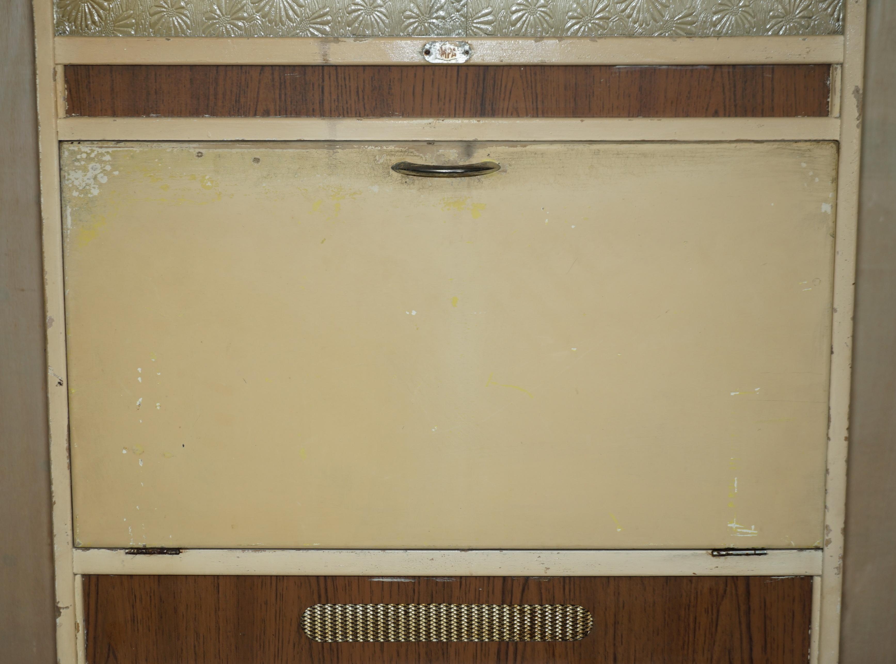 British Cool Retro Original 1950's English Kitchen Habberdashery Larda Cupboard Cabinet For Sale