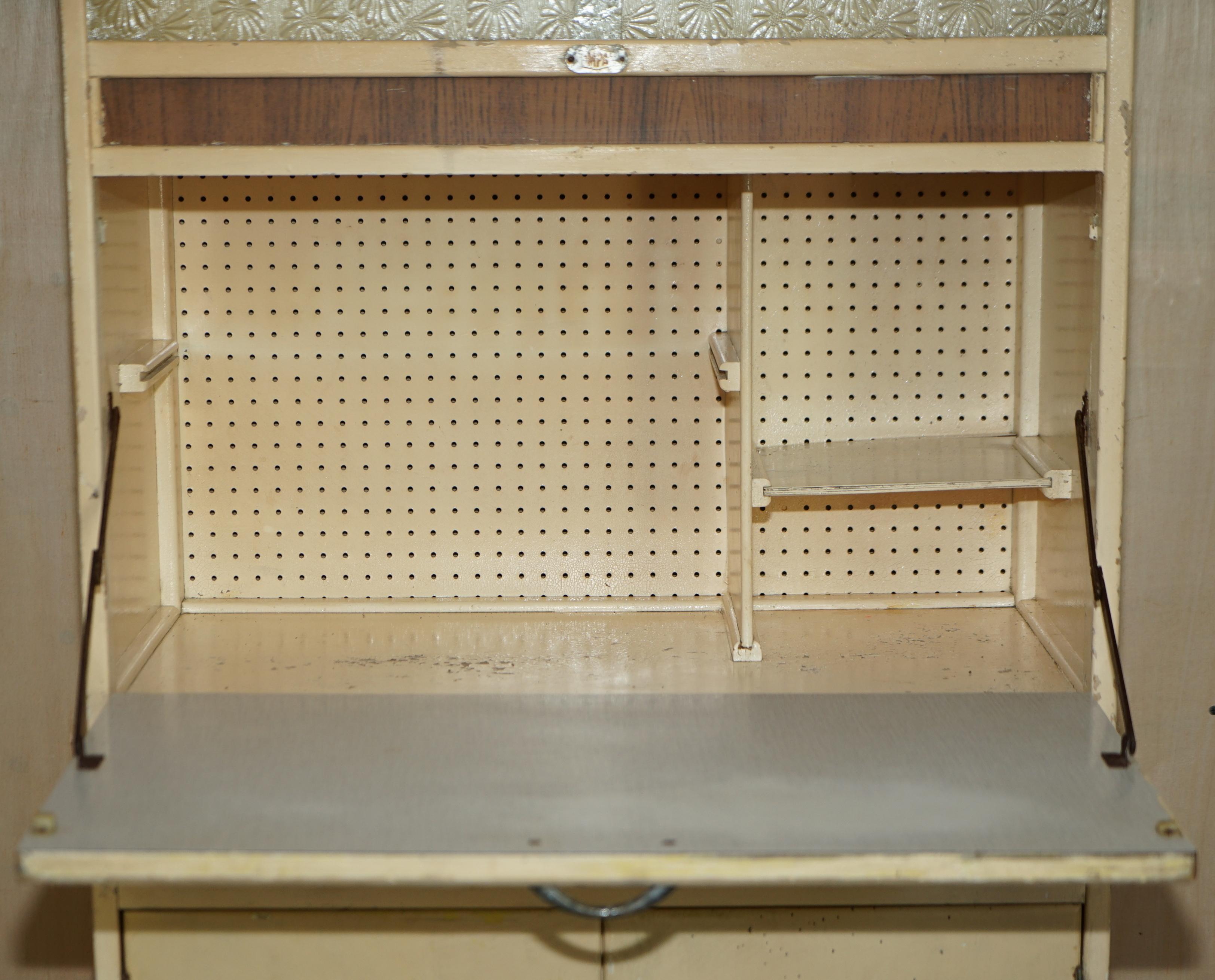 Hand-Crafted Cool Retro Original 1950's English Kitchen Habberdashery Larda Cupboard Cabinet For Sale