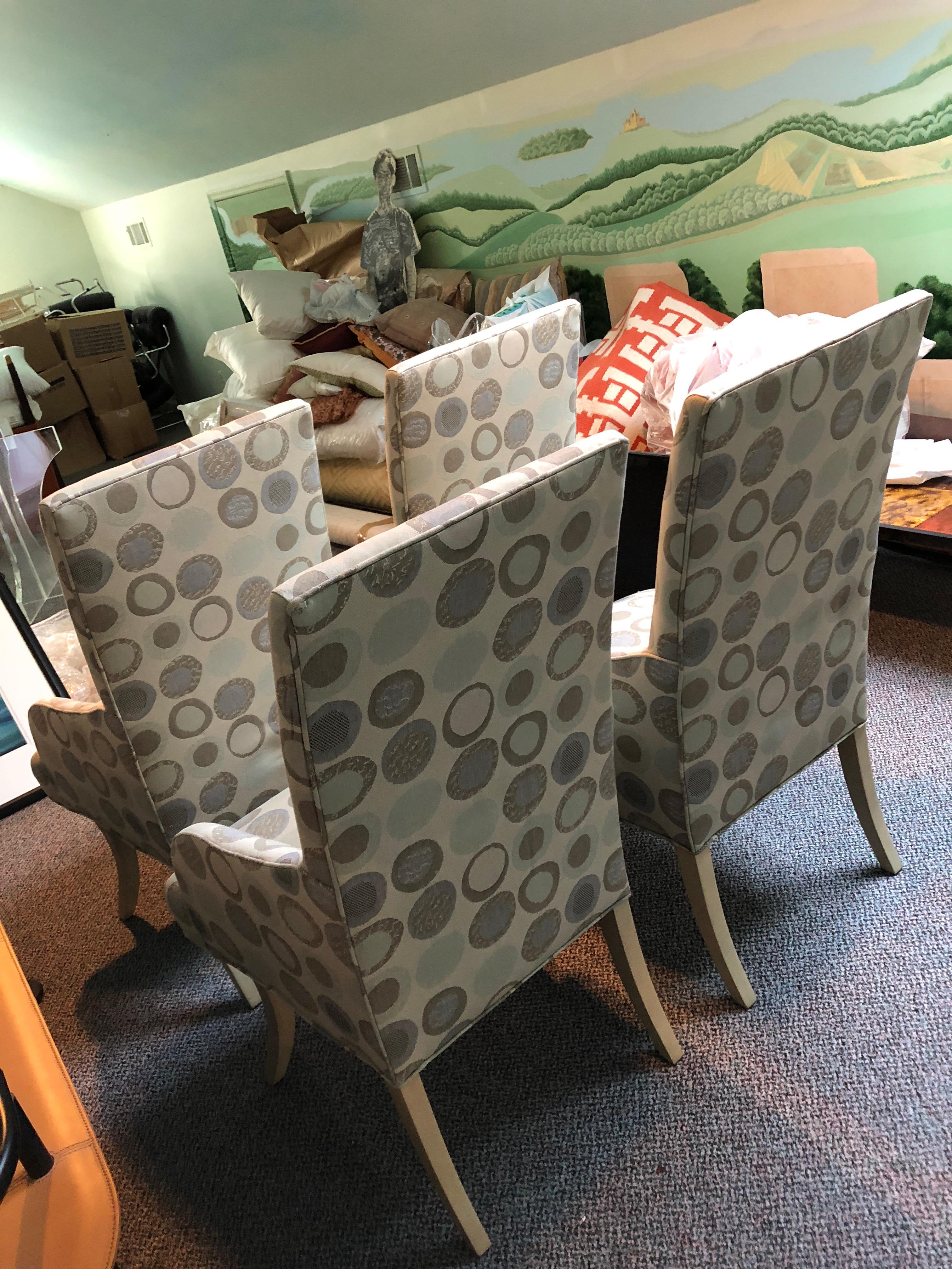 Cool Set of 4 Custom Dining Chairs with Donghia Upholstery In Excellent Condition In Hopewell, NJ