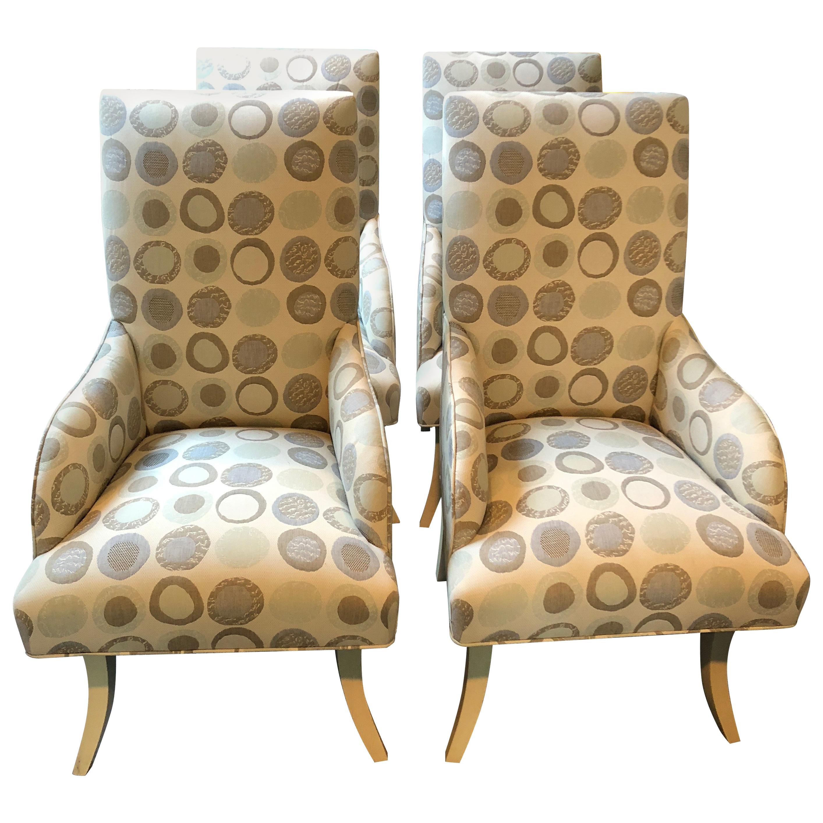 Cool Set of 4 Custom Dining Chairs with Donghia Upholstery