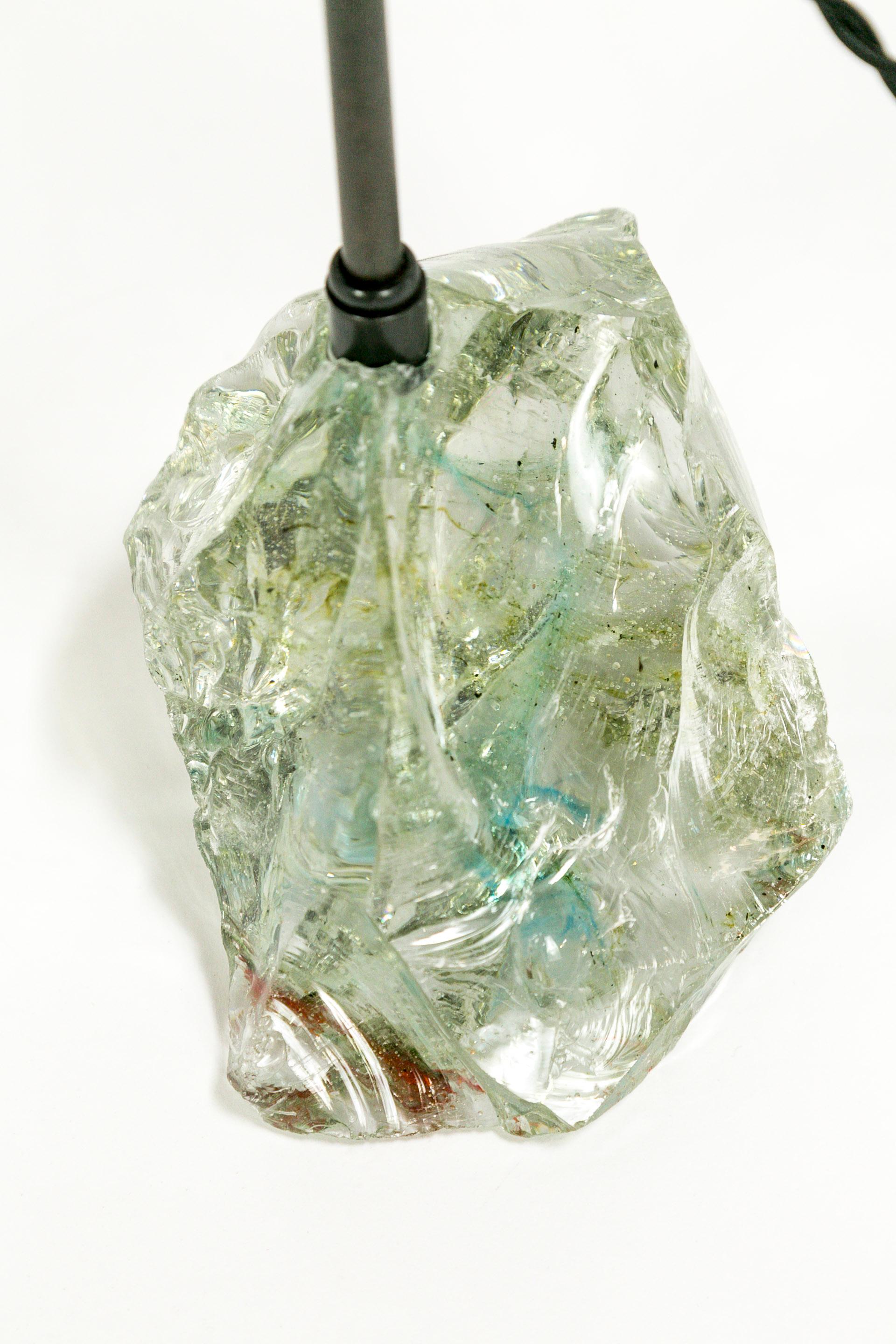 American Cool Toned Cullet Glass Crystal Lamp
