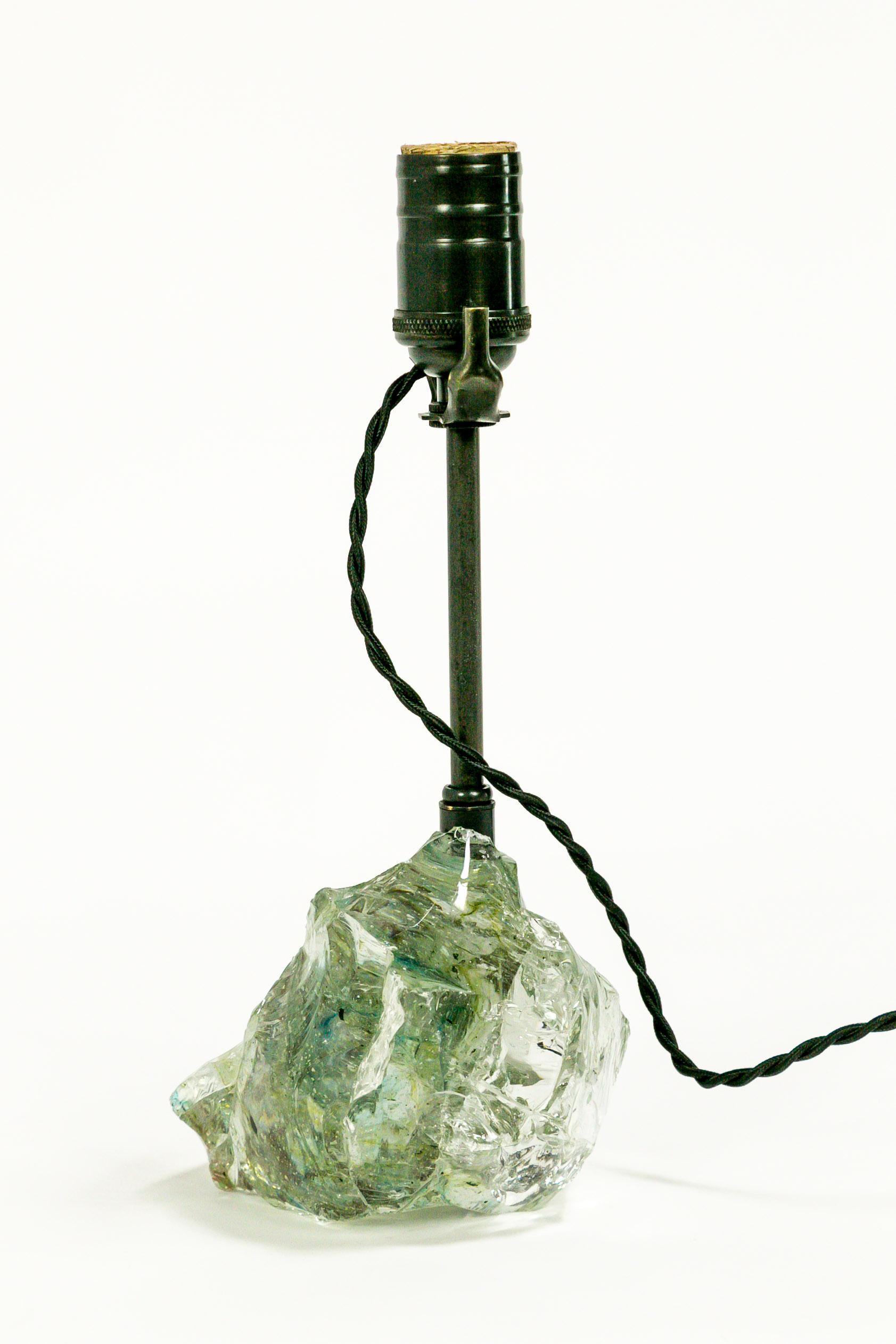 Cool Toned Cullet Glass Crystal Lamp In New Condition In San Francisco, CA