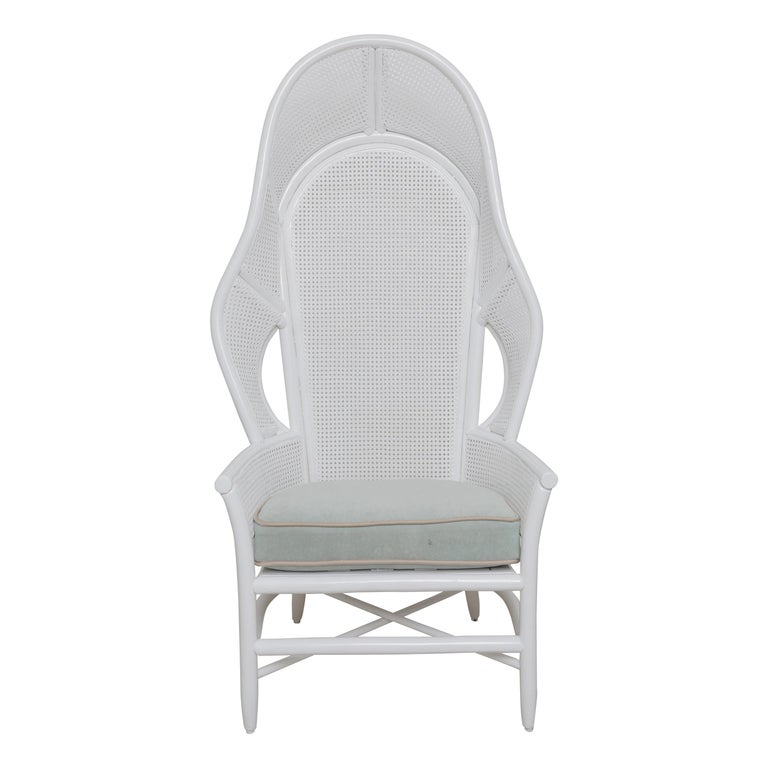 Original White Vintage Cane High Back Chair with Rattan For Sale at 1stdibs