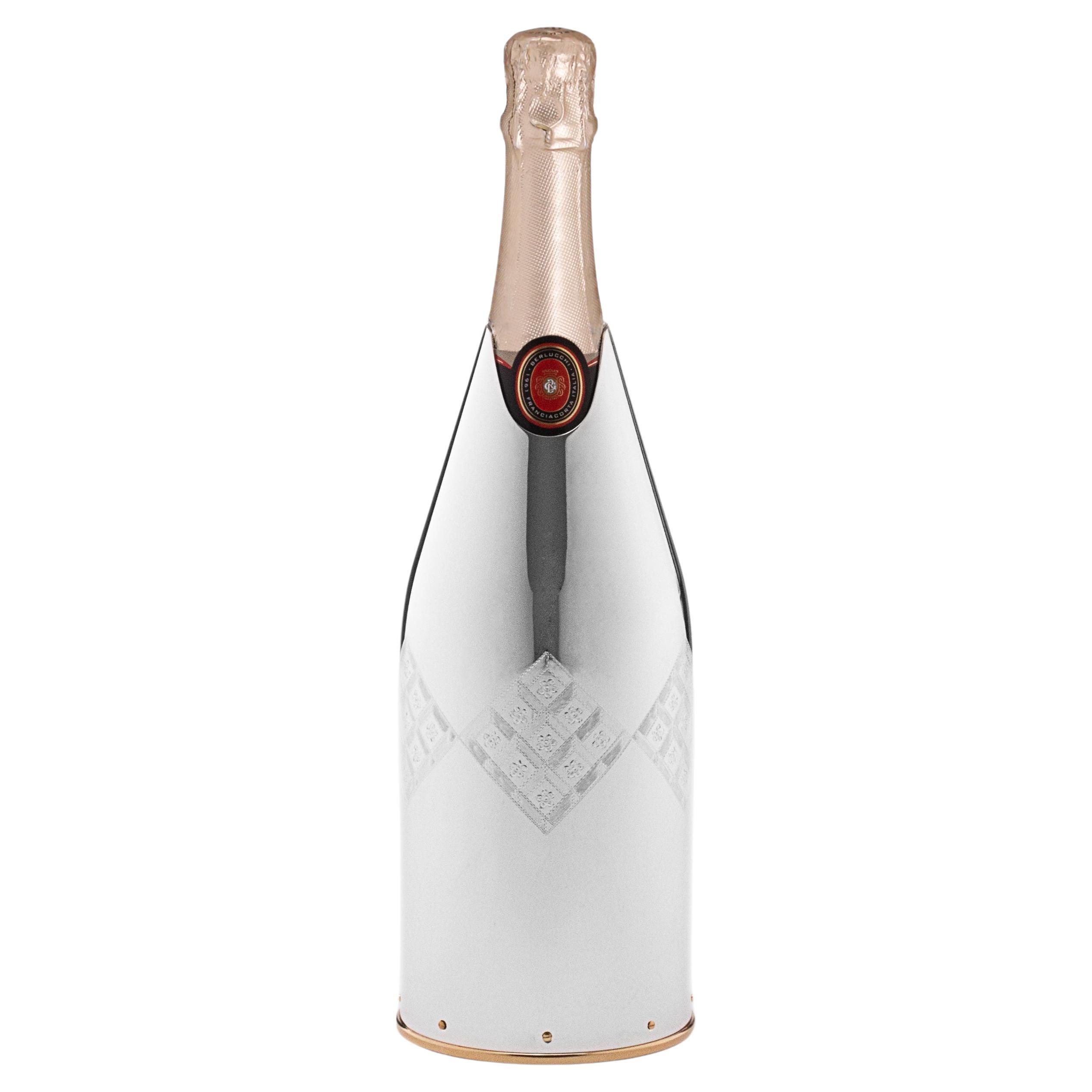 Kühler Champagner Deckel In Silber, Elegantes Mittelstück Handgefertigt in Italien im Angebot