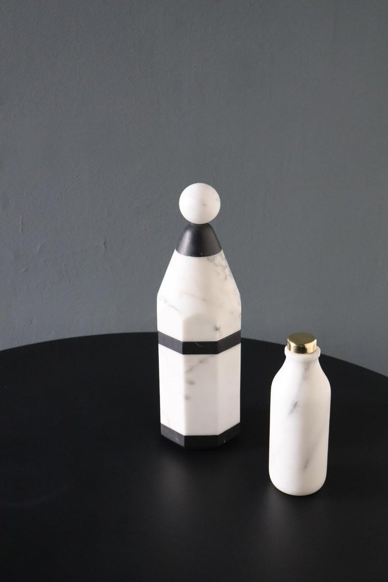 Coolers A, Bottle Cooler in Marble and Brass by Pietro Russo for