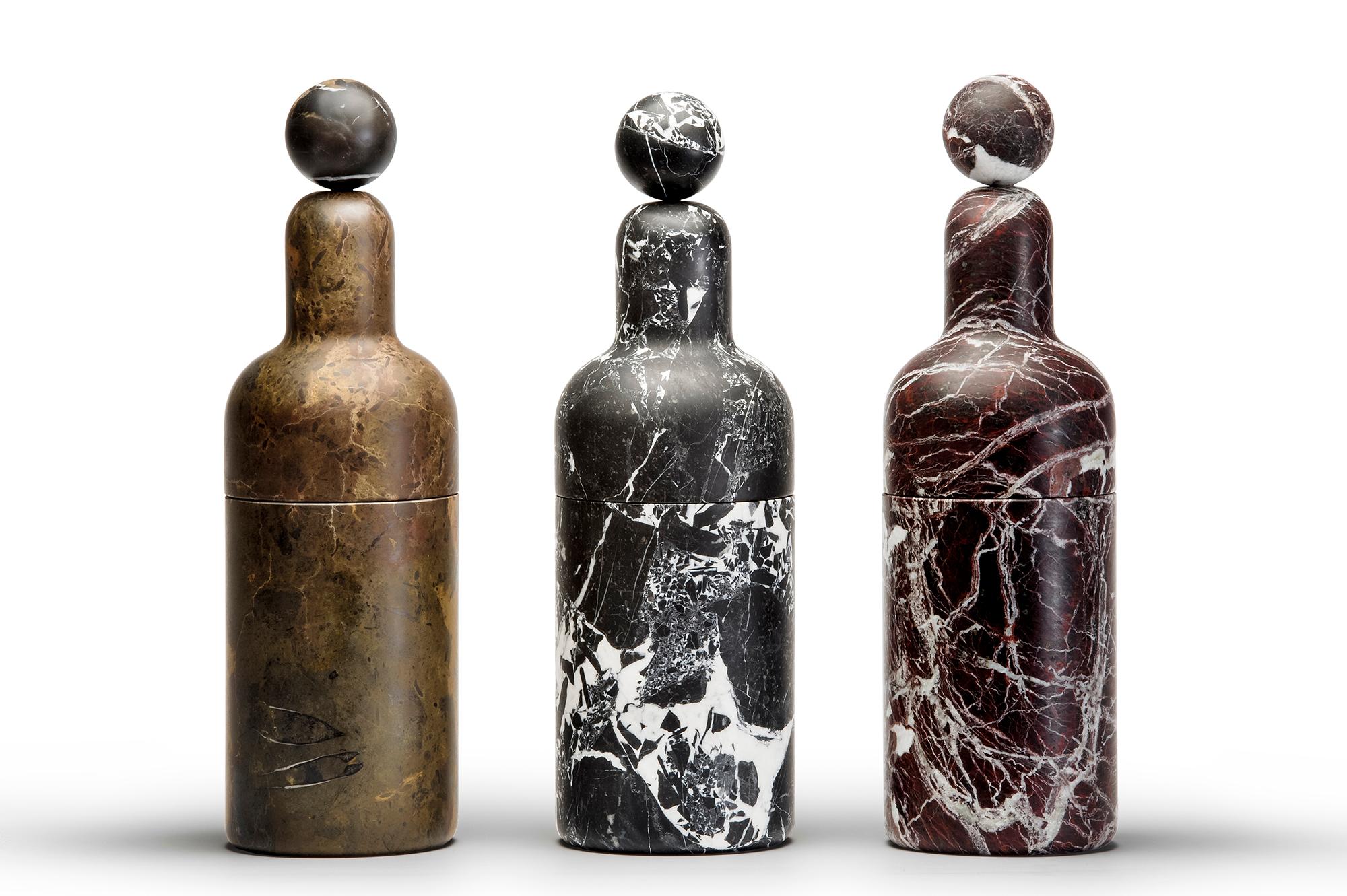 Coolers G, Bottle Cooler in Marble and Brass by Pietro Russo for Editions Milano For Sale 1