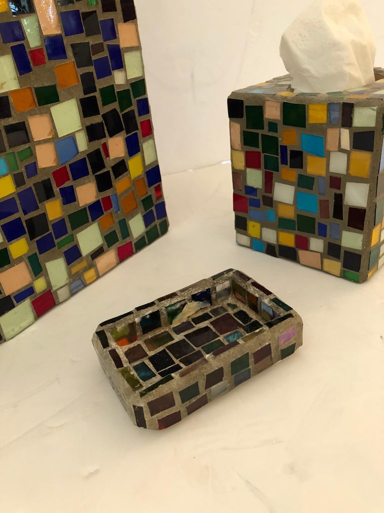 Coolest MidCentury Modern Trio of Mosaic Bathroom Accessories at
