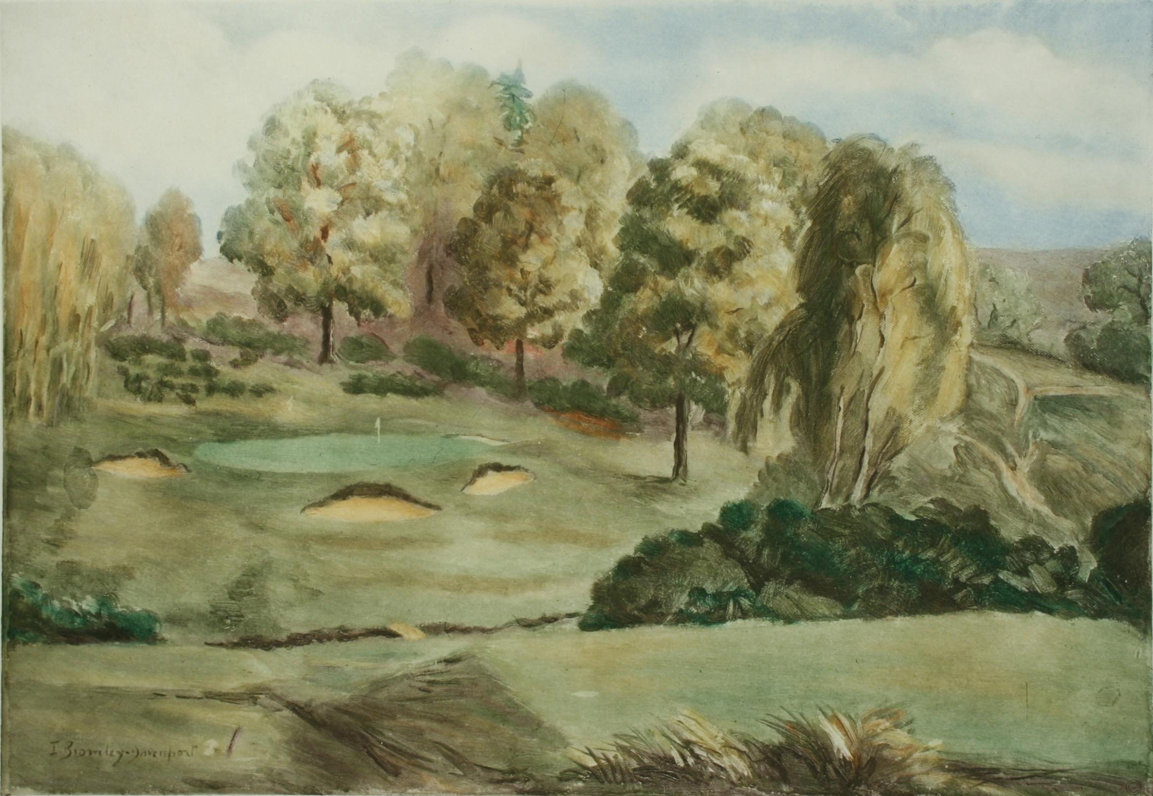 Sporting Art Coombe Hill Golf Club, the 9th Green, Golf Print, Bromley Daveport