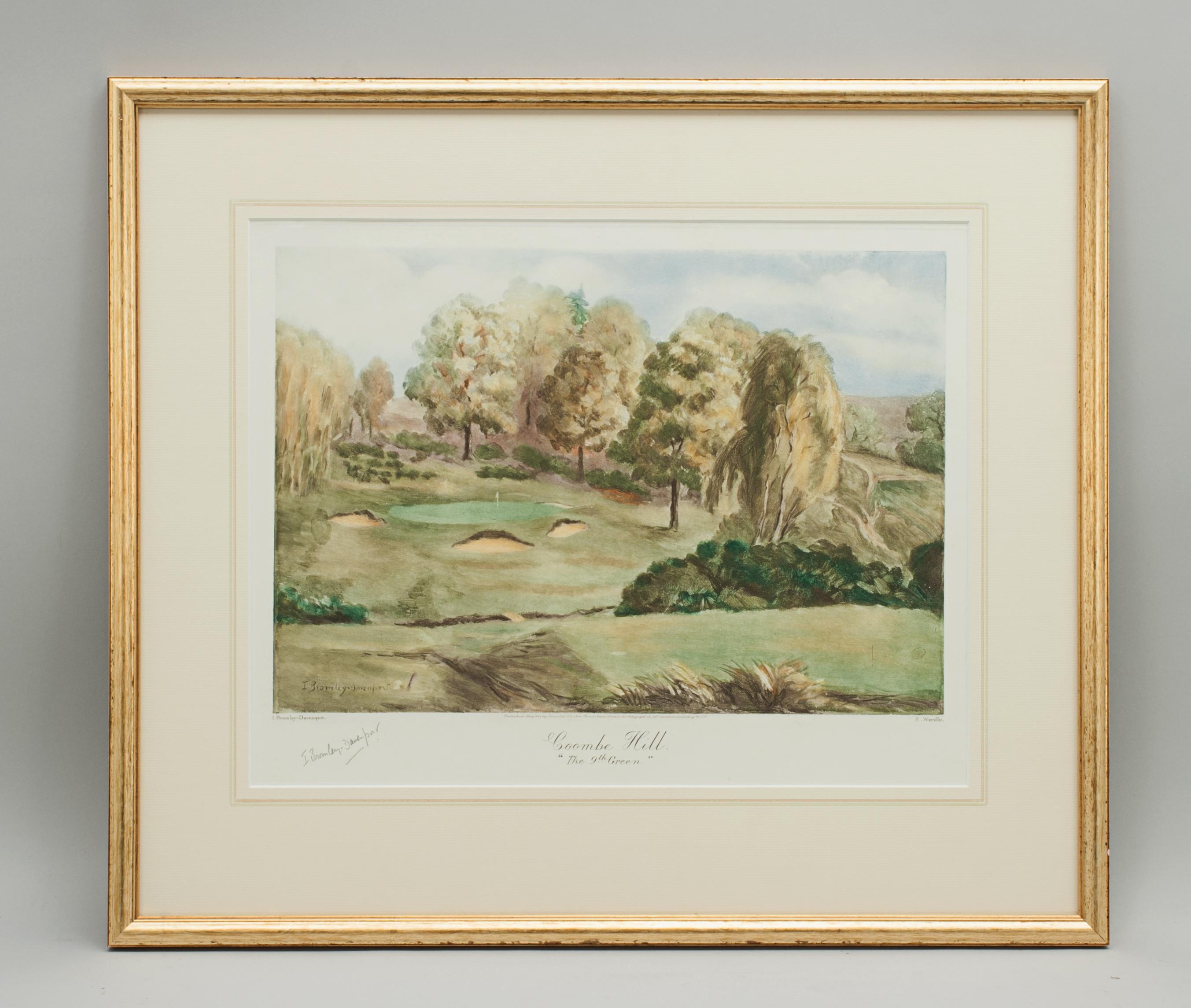 Coombe Hill Golf Club, the 9th Green, Golf Print, Bromley Daveport In Excellent Condition In Oxfordshire, GB