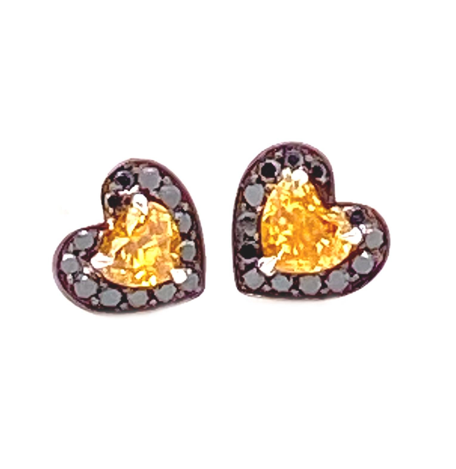 black diamond heart shaped earrings