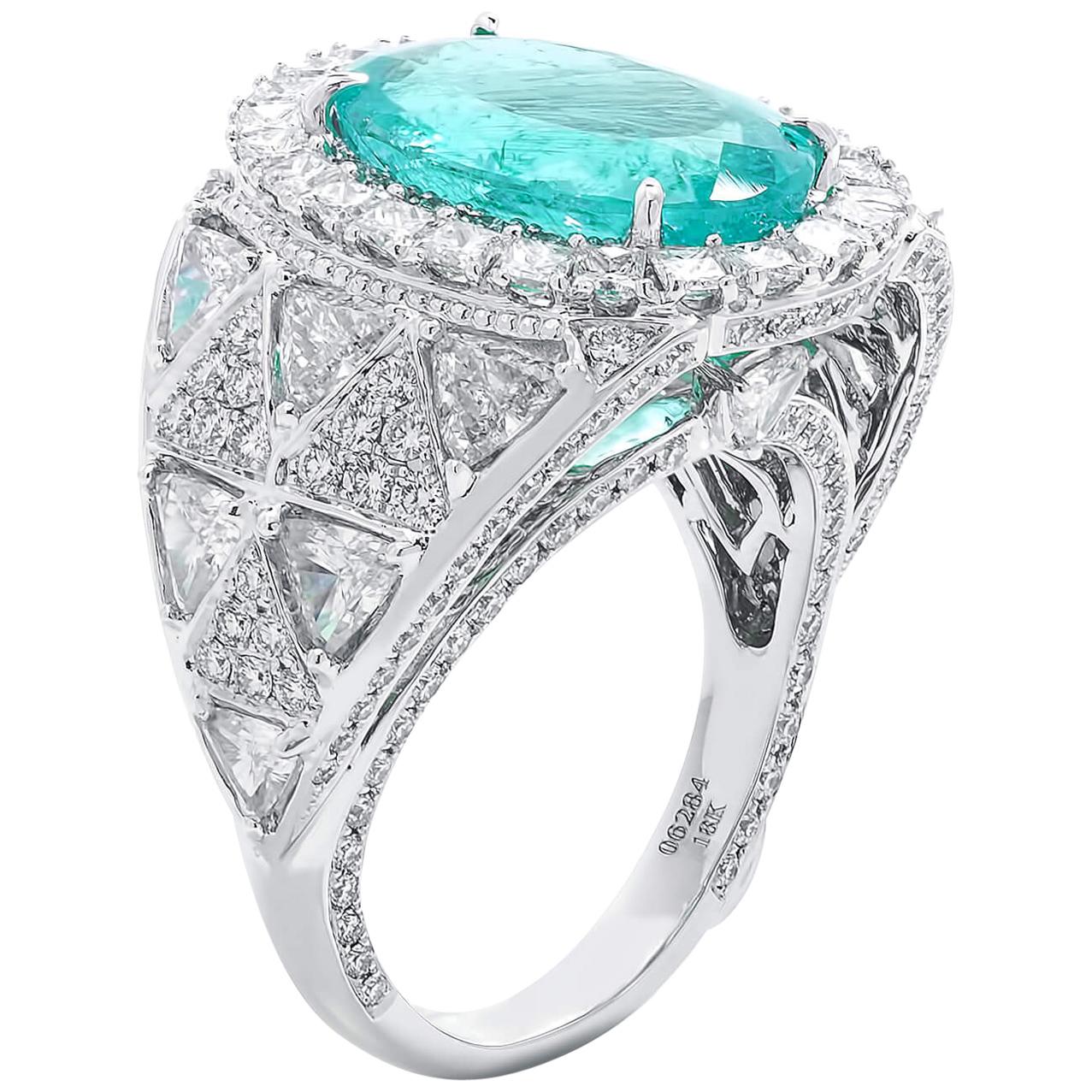 Coomi Cocktailring, 18 Karat Weißgold, schwebender Paraiba und Diamant