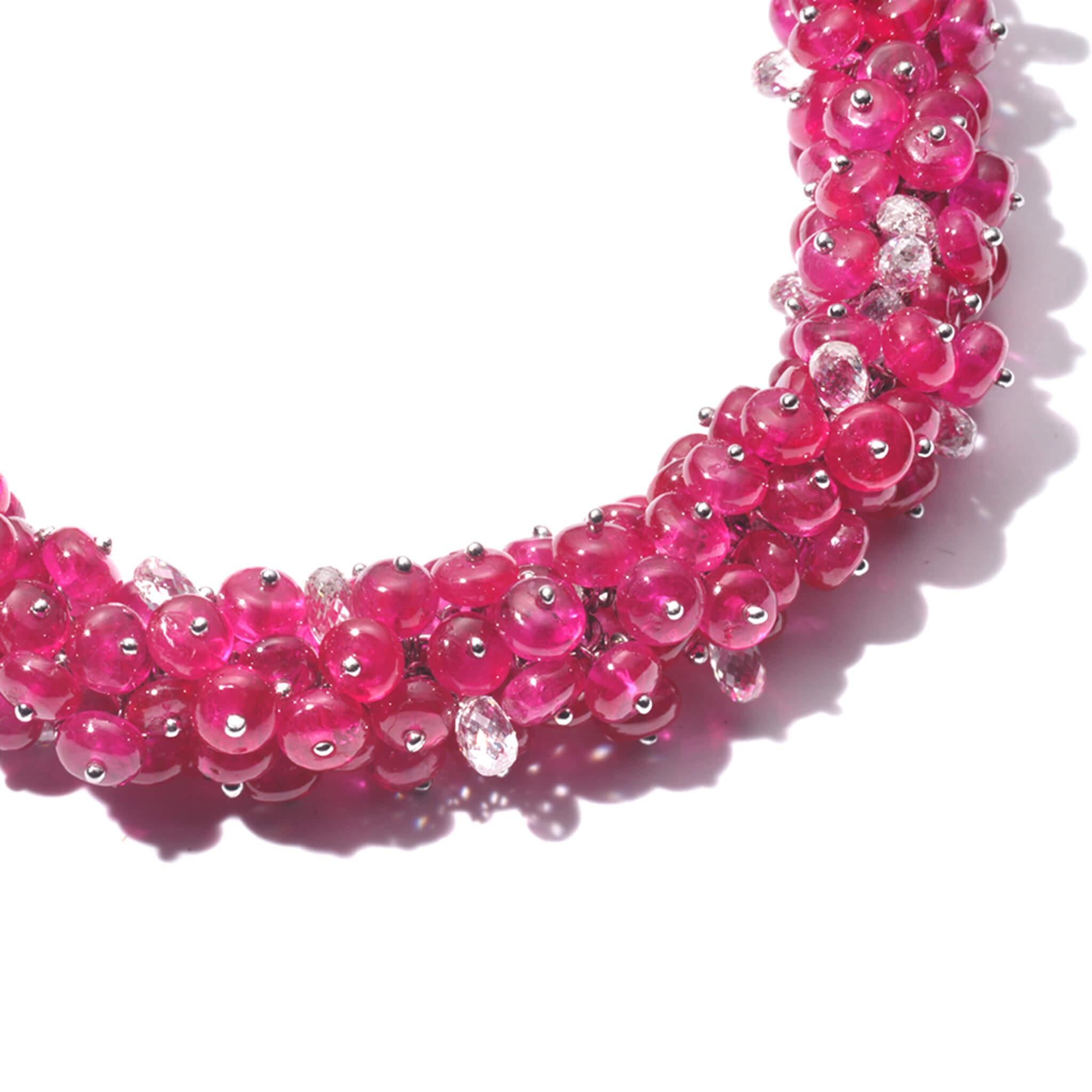 COOMI Trinity collection bracelet with 93.74cts ruby beads and 9.77cts diamonds. 