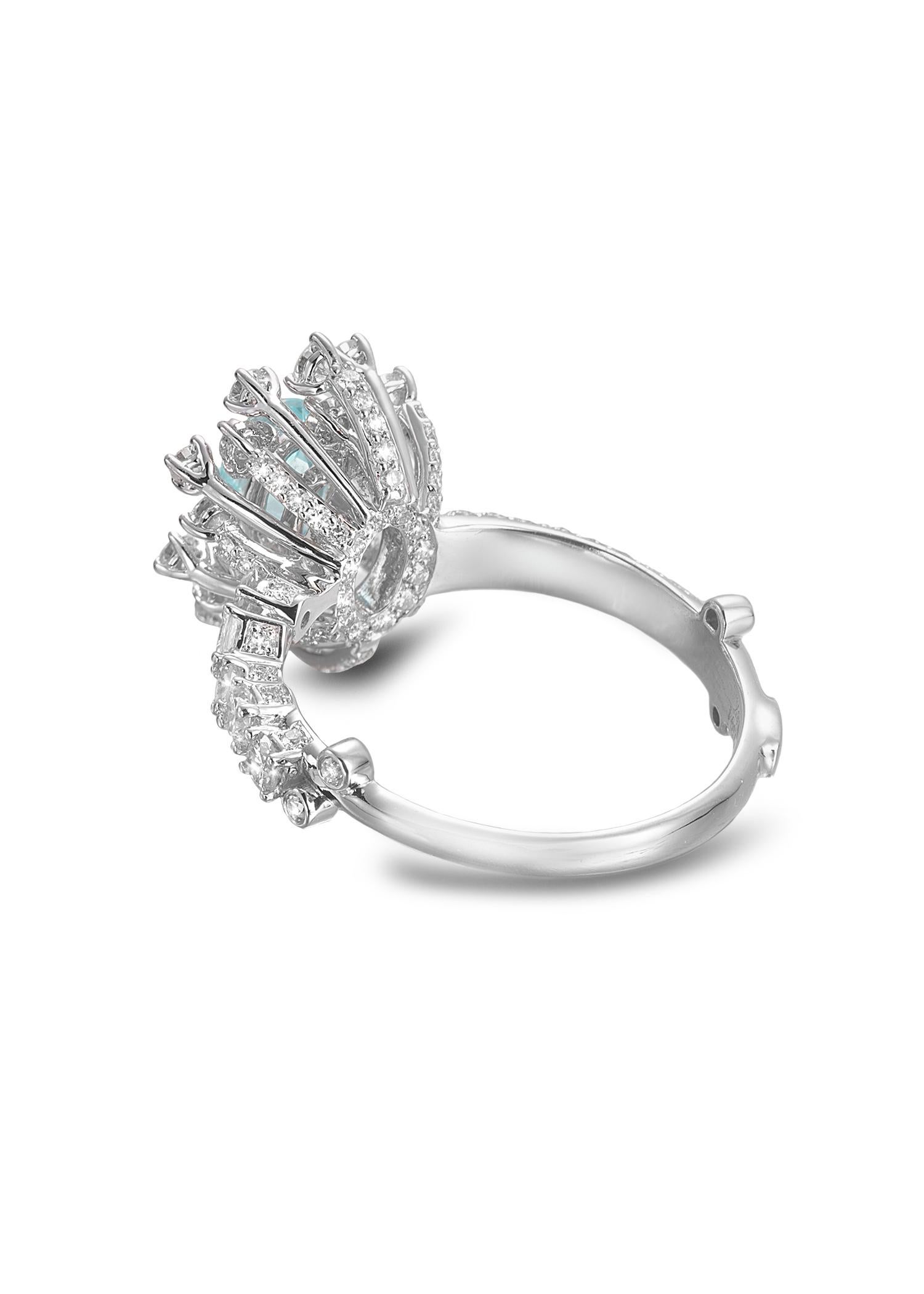 Contemporary Coomi 18 Karat White Gold with Oval Paraiba