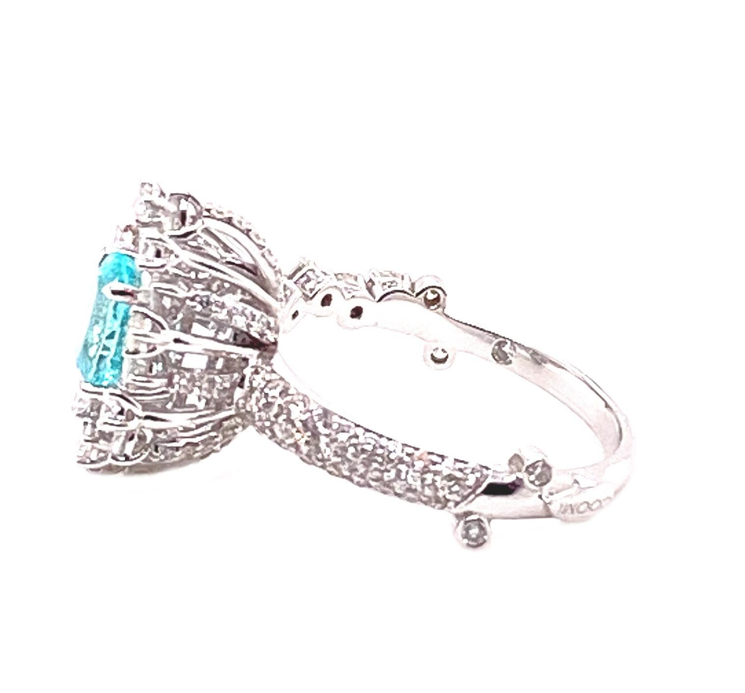 Oval Cut Coomi 18 Karat White Gold with Oval Paraiba