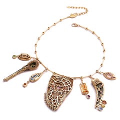 Coomi 20 Karat Gold Ancient Artifacts Charm Necklace with Multi-Gemstones