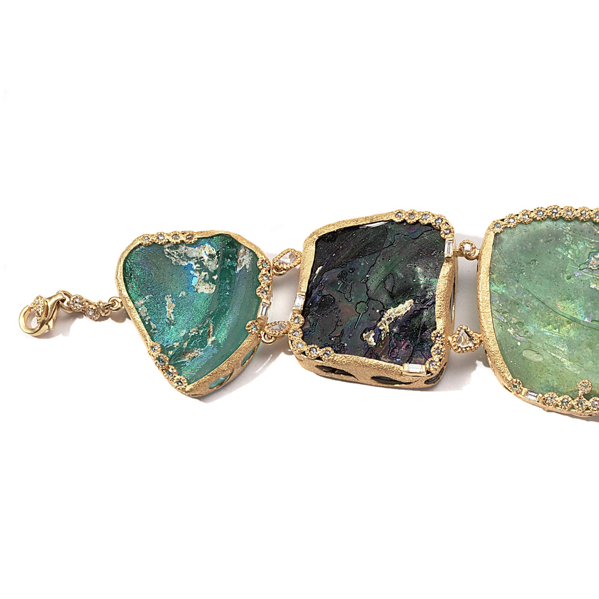 Coomi 20 Karat Gold antikes römisches Glas Diamant-Armband im Zustand „Neu“ im Angebot in Secaucus, NJ
