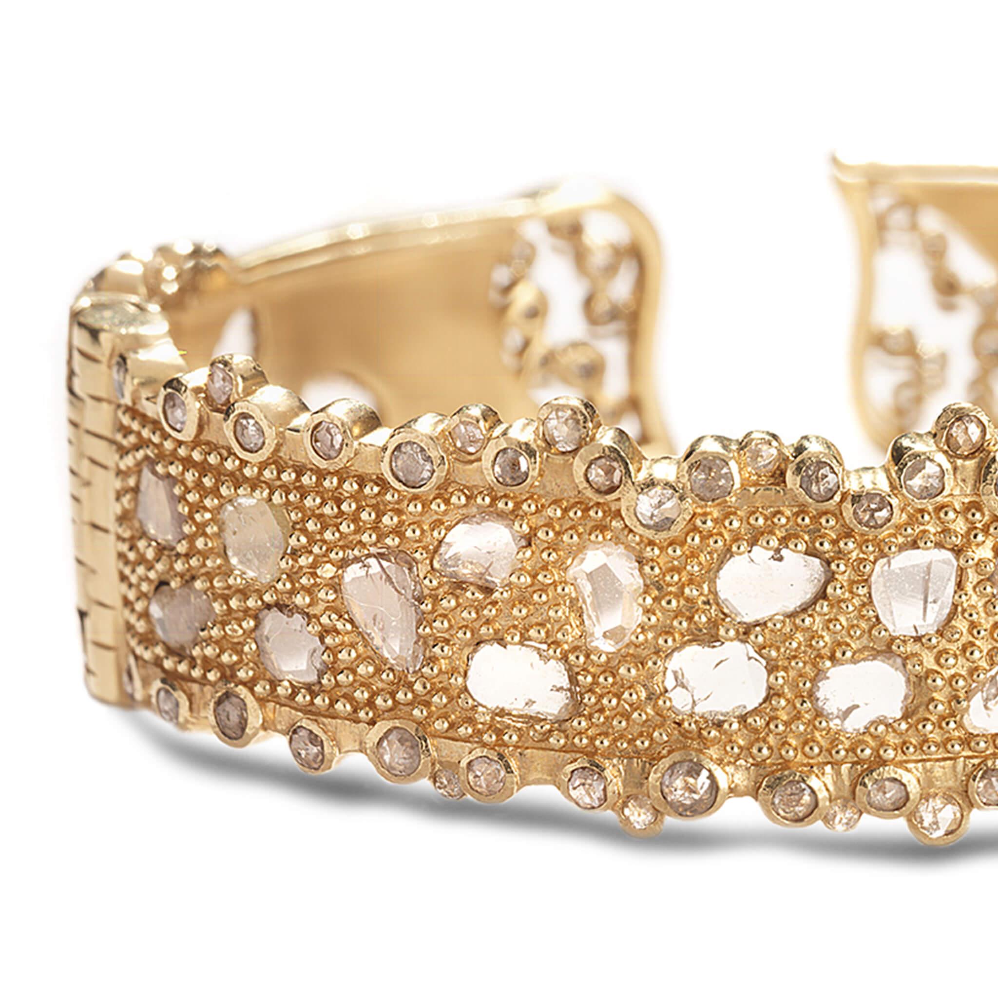 Artisan Coomi 20 Karat Gold Luminosity Diamond Cuff Bracelet For Sale