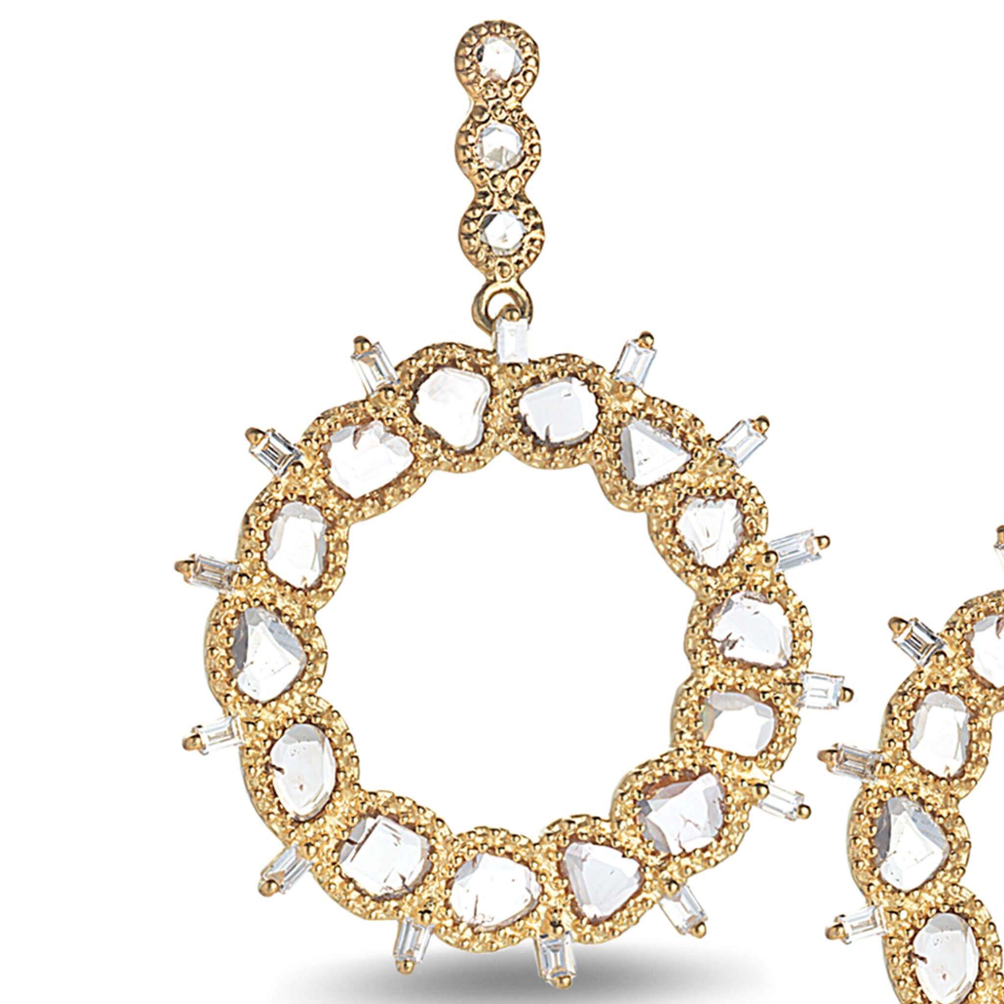 Artisan Coomi 20 Karat Gold Luminosity Diamond Front Hoop Earrings For Sale