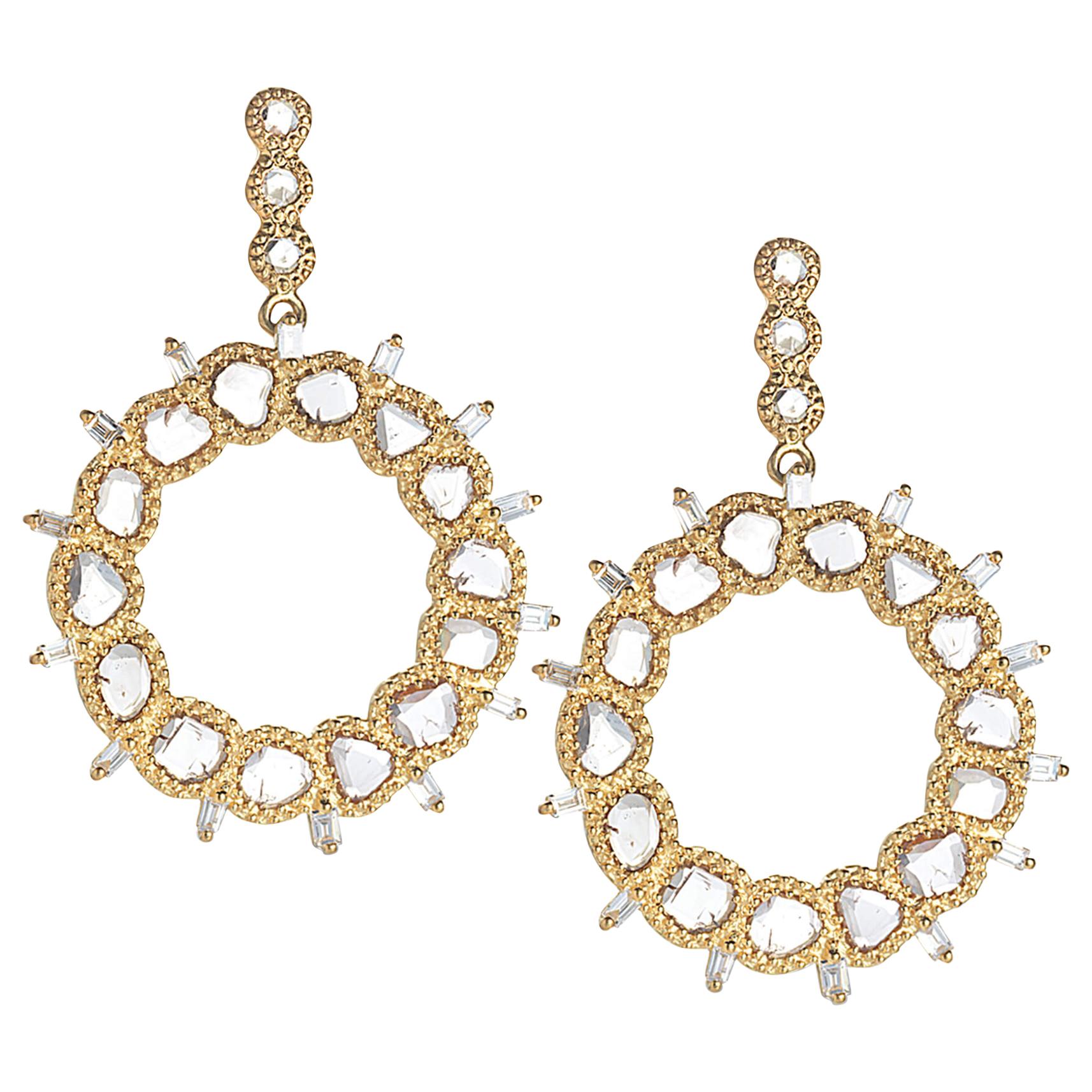 Coomi 20 Karat Gold Luminosity Diamond Front Hoop Earrings For Sale