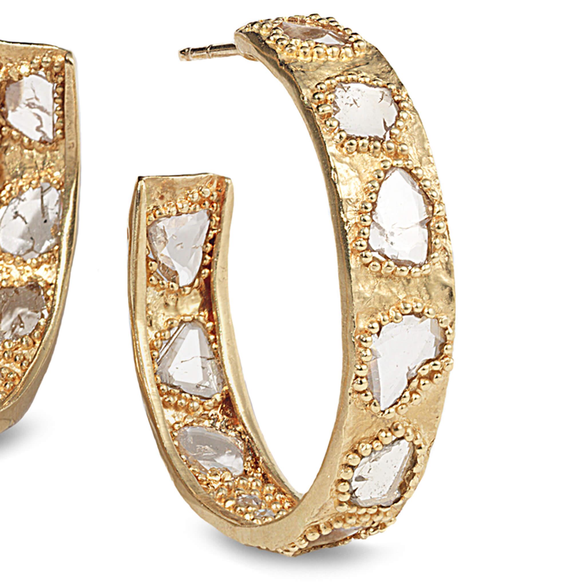 Artisan Coomi 20 Karat Gold Luminosity Diamond Hoop Earrings