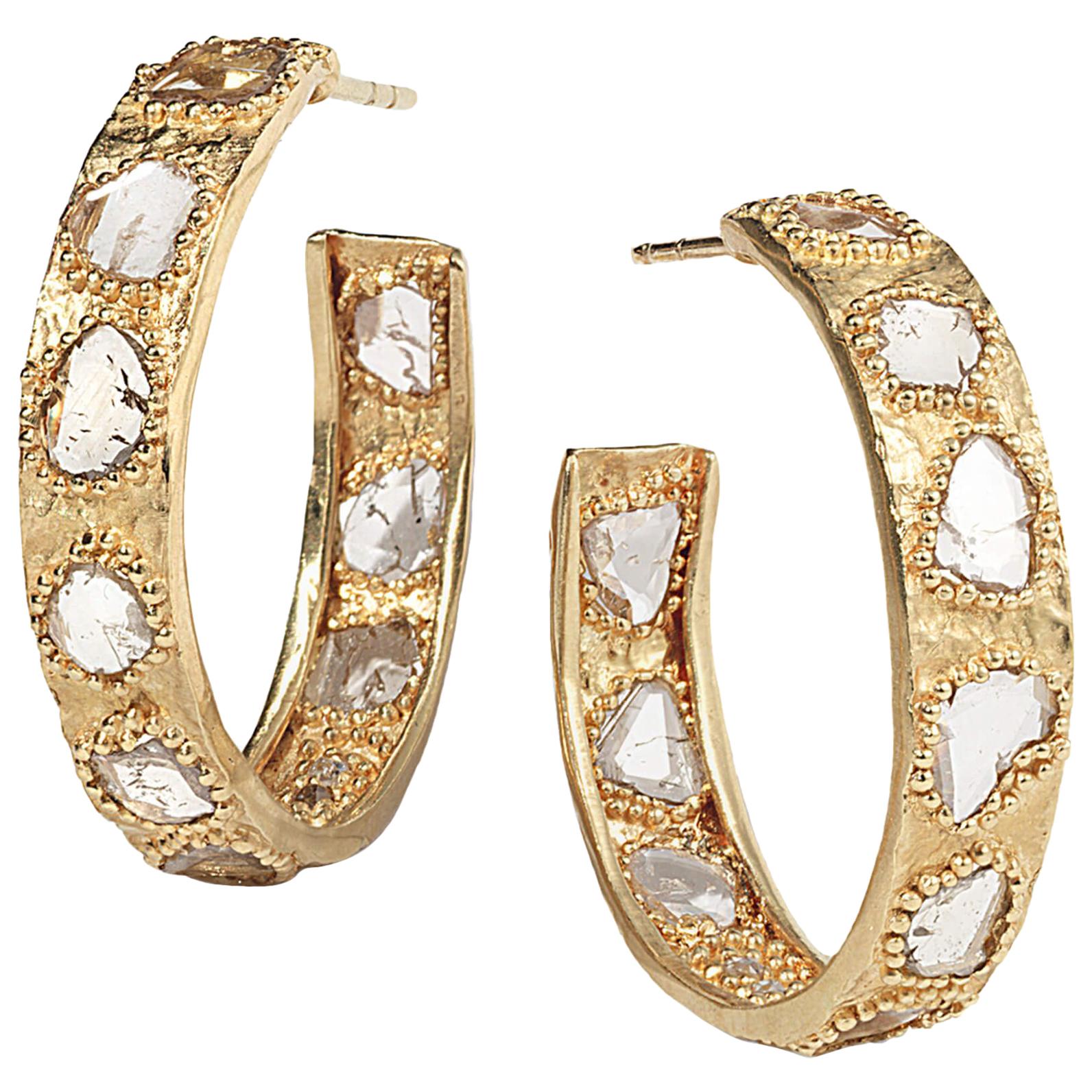 Coomi 20 Karat Gold Luminosity Diamond Hoop Earrings